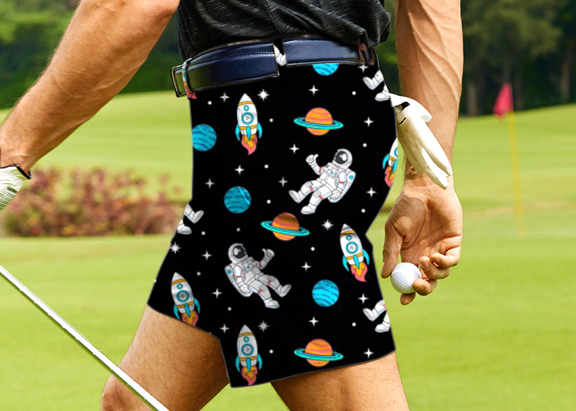Men Space Man Golf Shorts