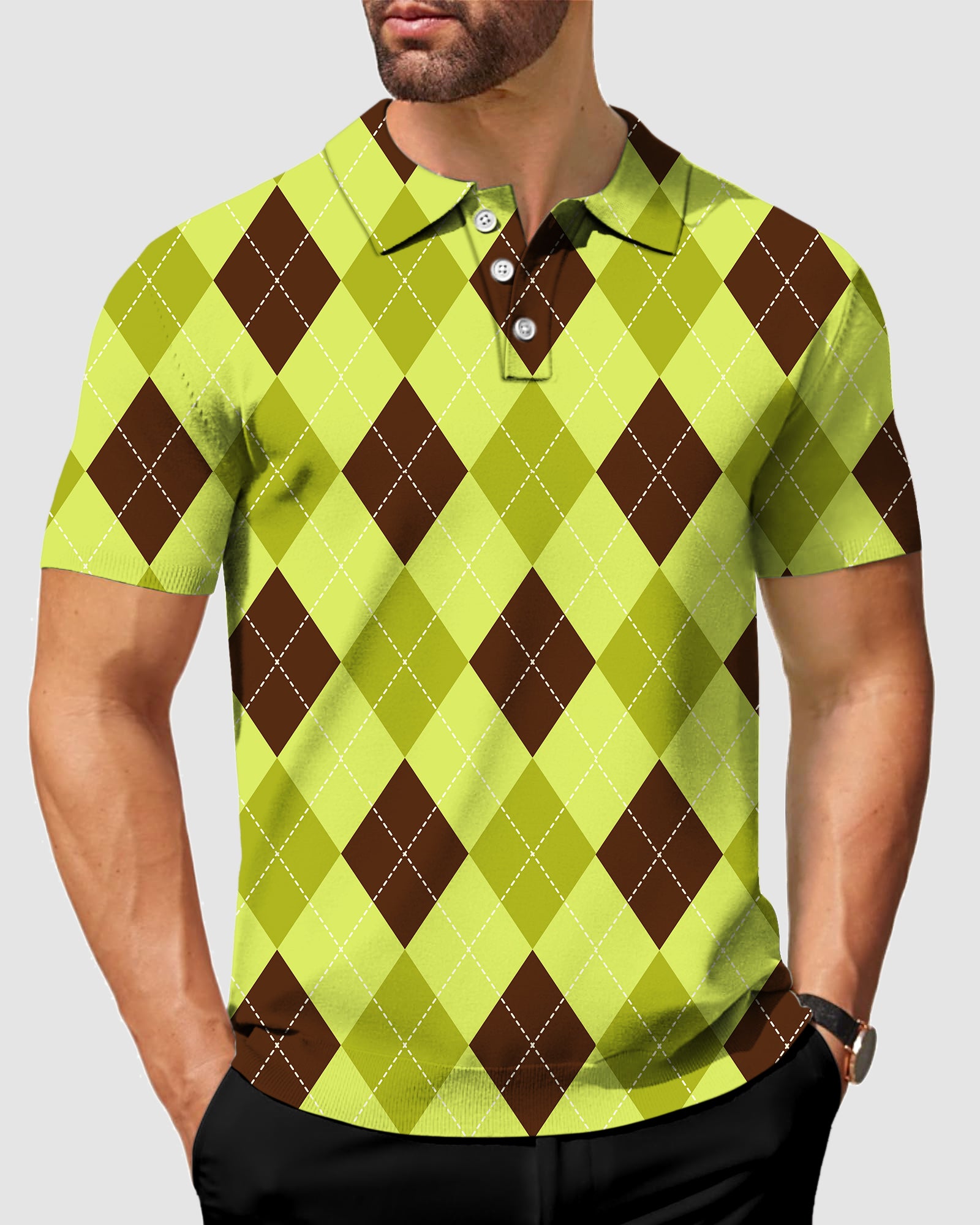 Men's Yollow Argyle Polo