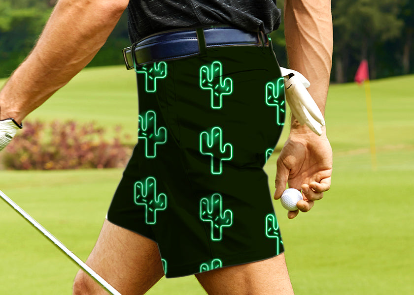 Men Crazy Cactus Golf Shorts