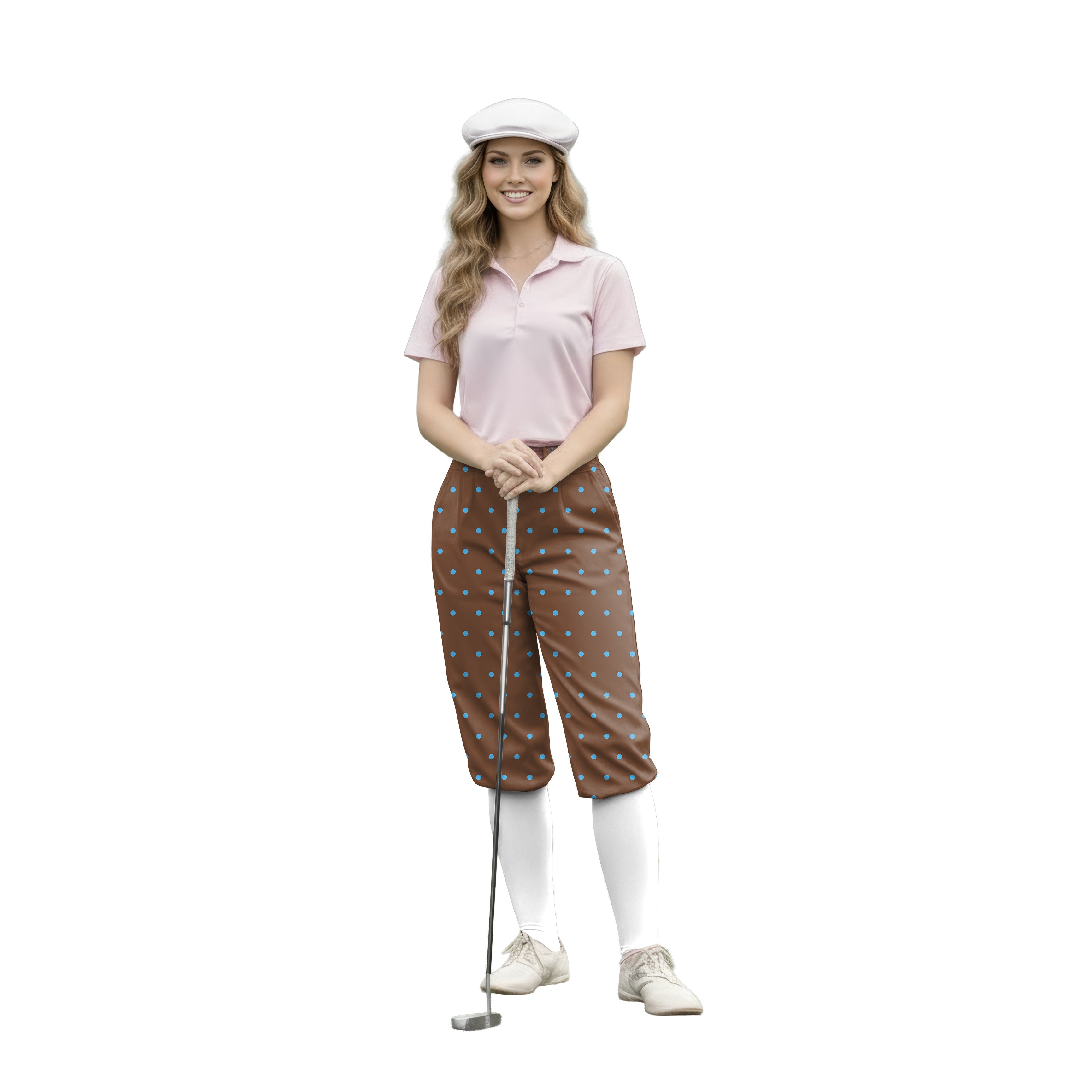 Personalize And Add To Cart Brown Polka Dots Womens Golf Knickers Pants