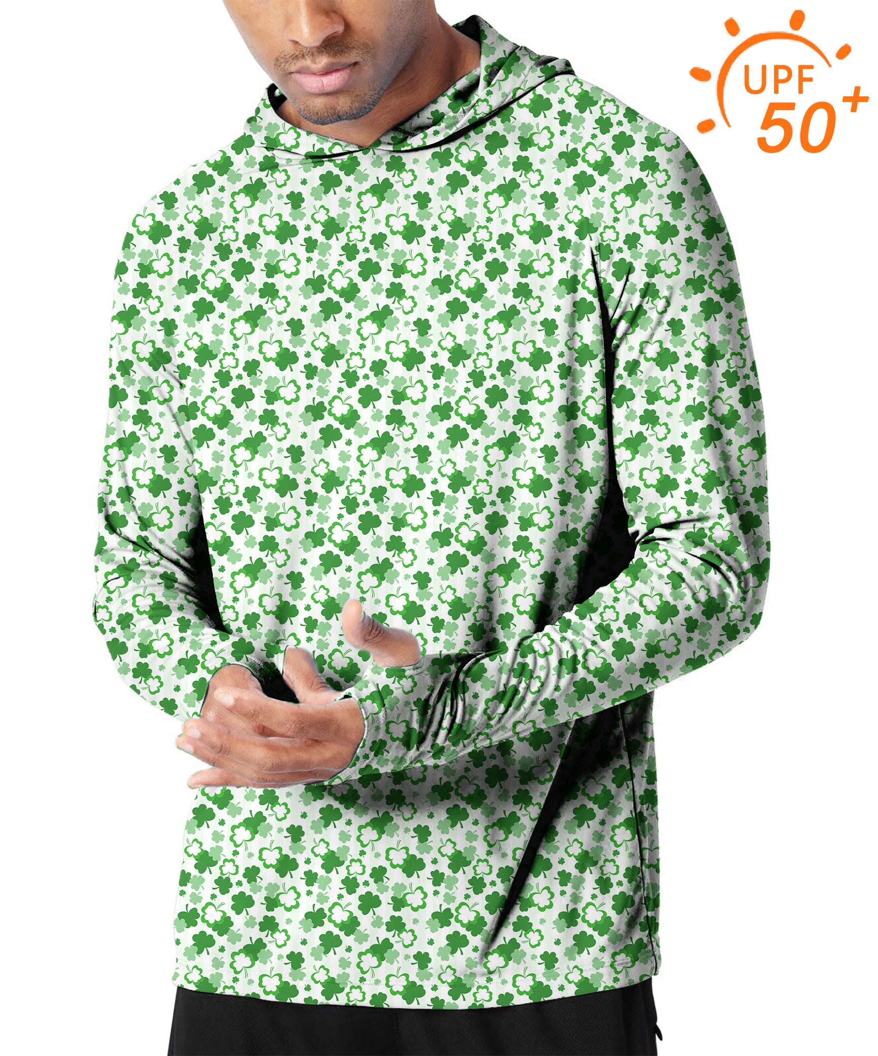 Men's Outdoor Leaf clover St. Patrick's Day Golf Sun Protection Slim Fit hoodies