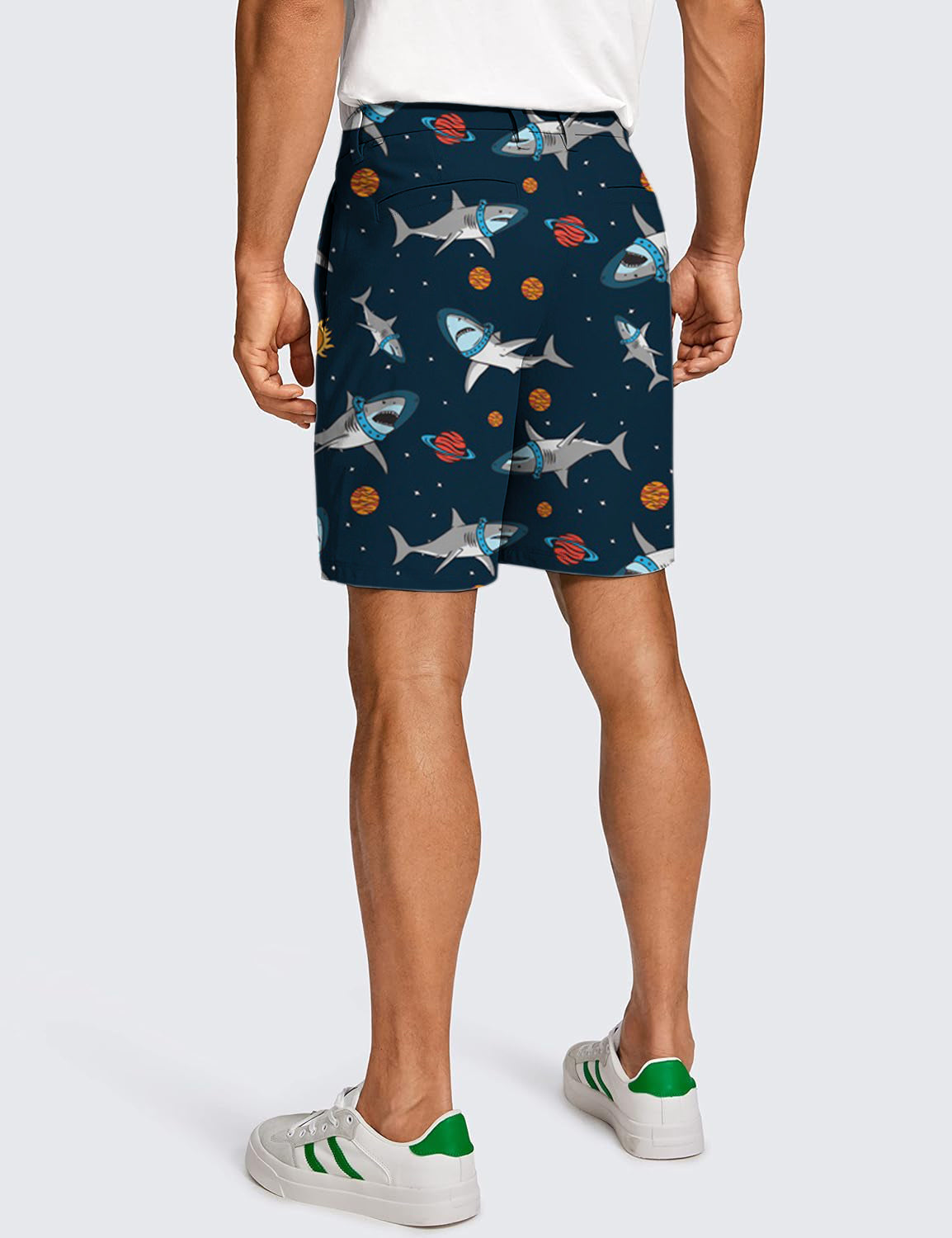 Men Sharks in Space Golf Shorts