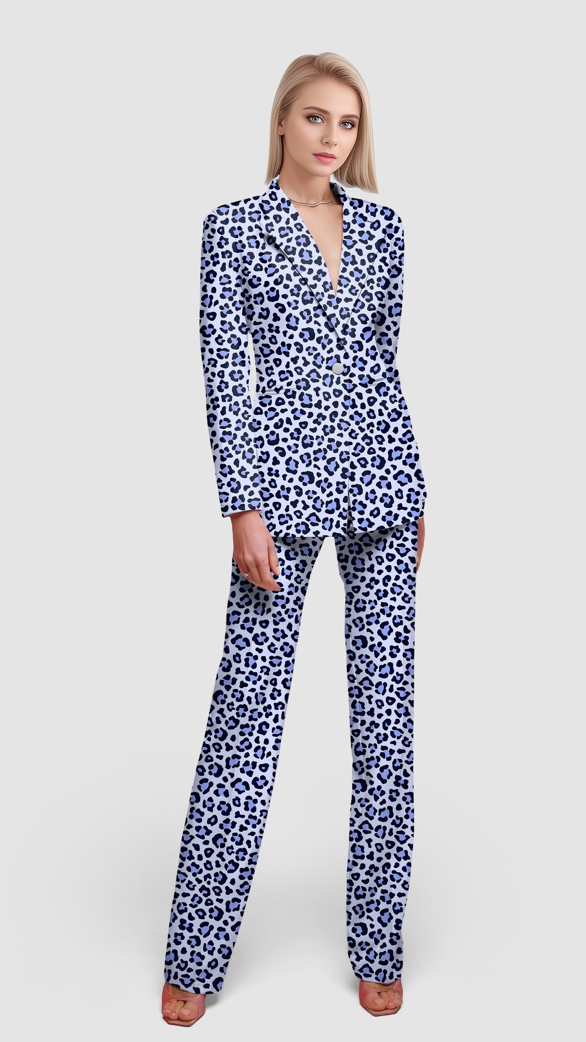 purple leopard print Women's Blazer Casual Work Office Blazer Suit set