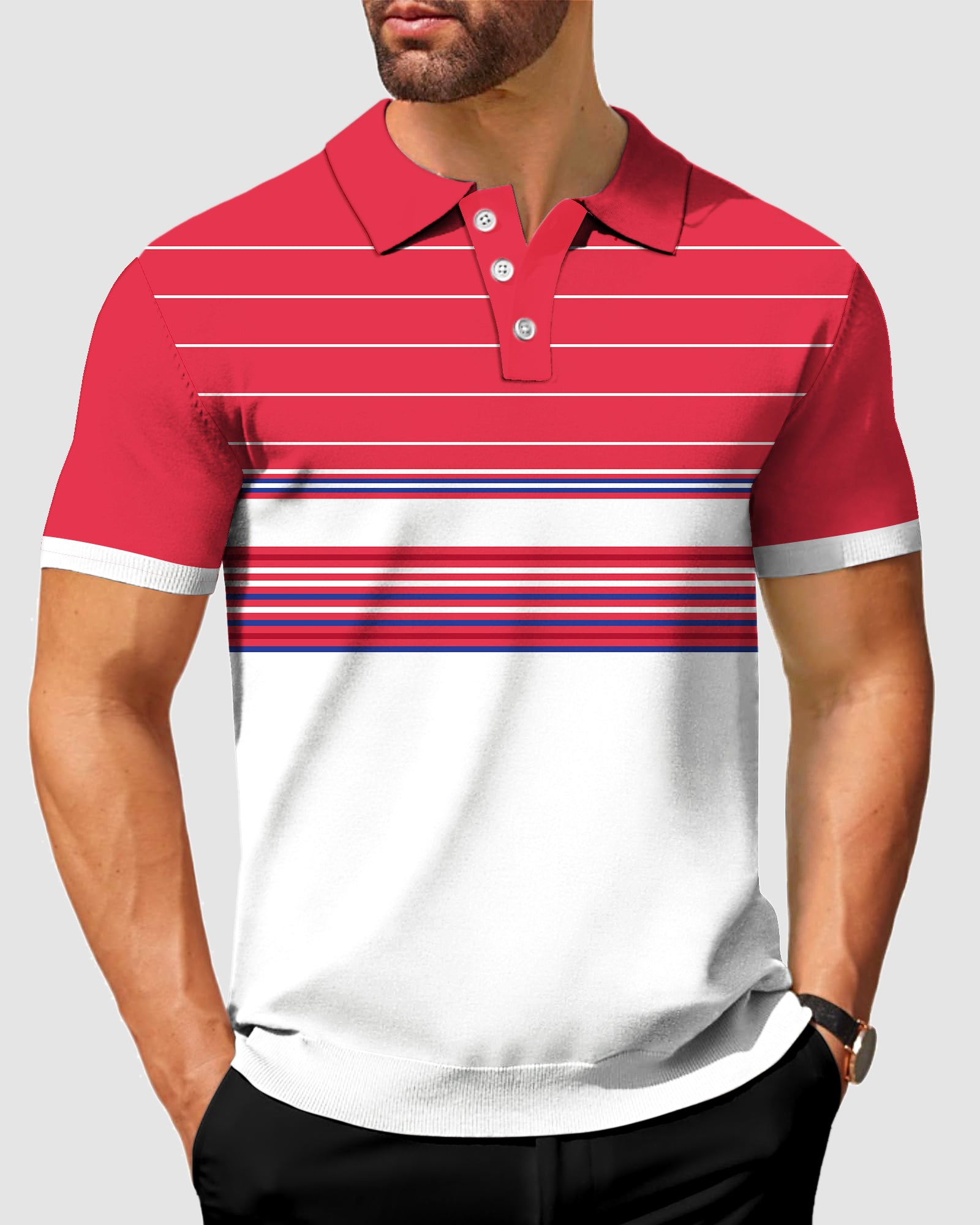 Men's Mix Horizontal Stripes-Stripe Series Polo