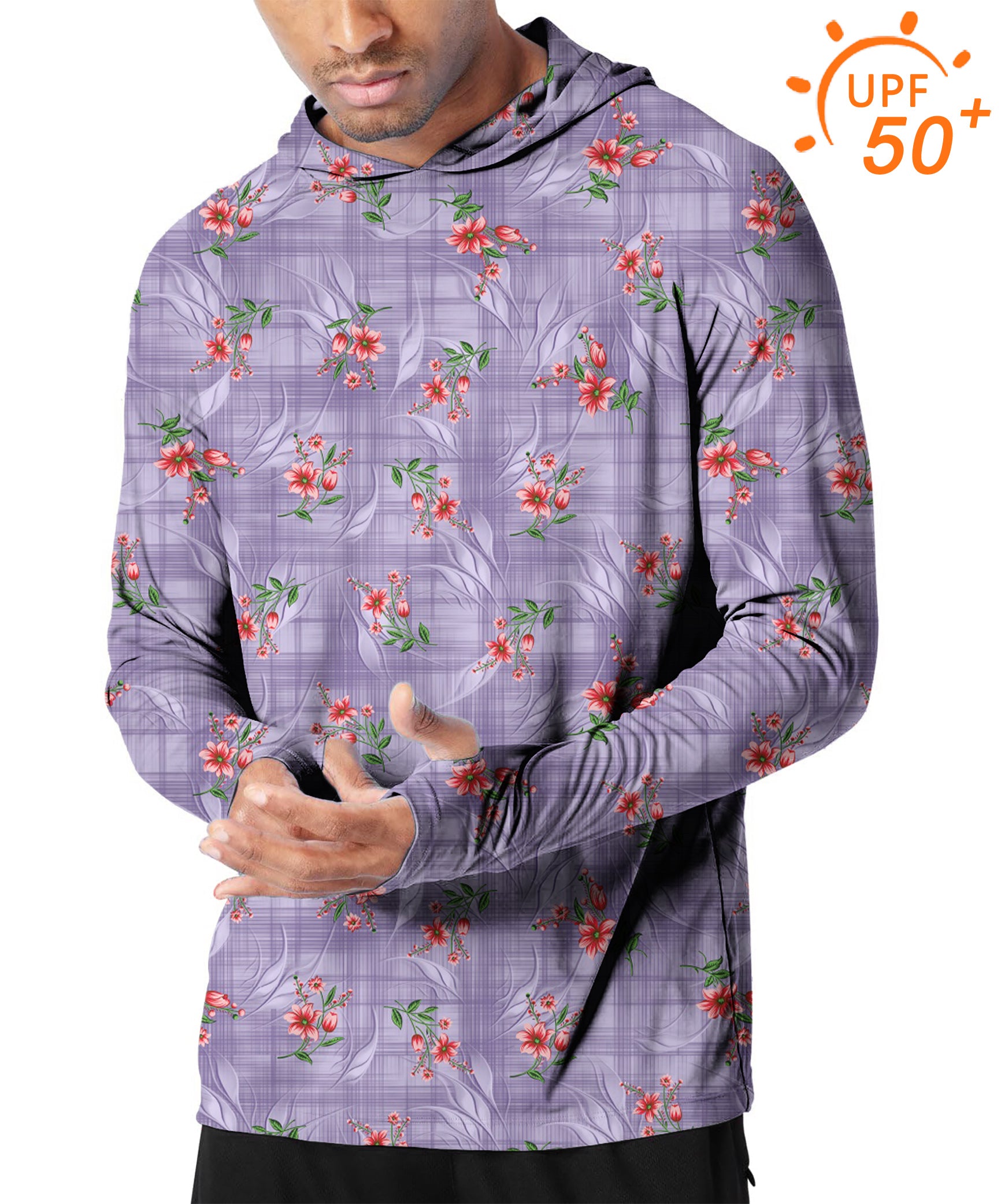 Men's Outdoor Purple flower Golf Sun Protection Slim Fit hoodies