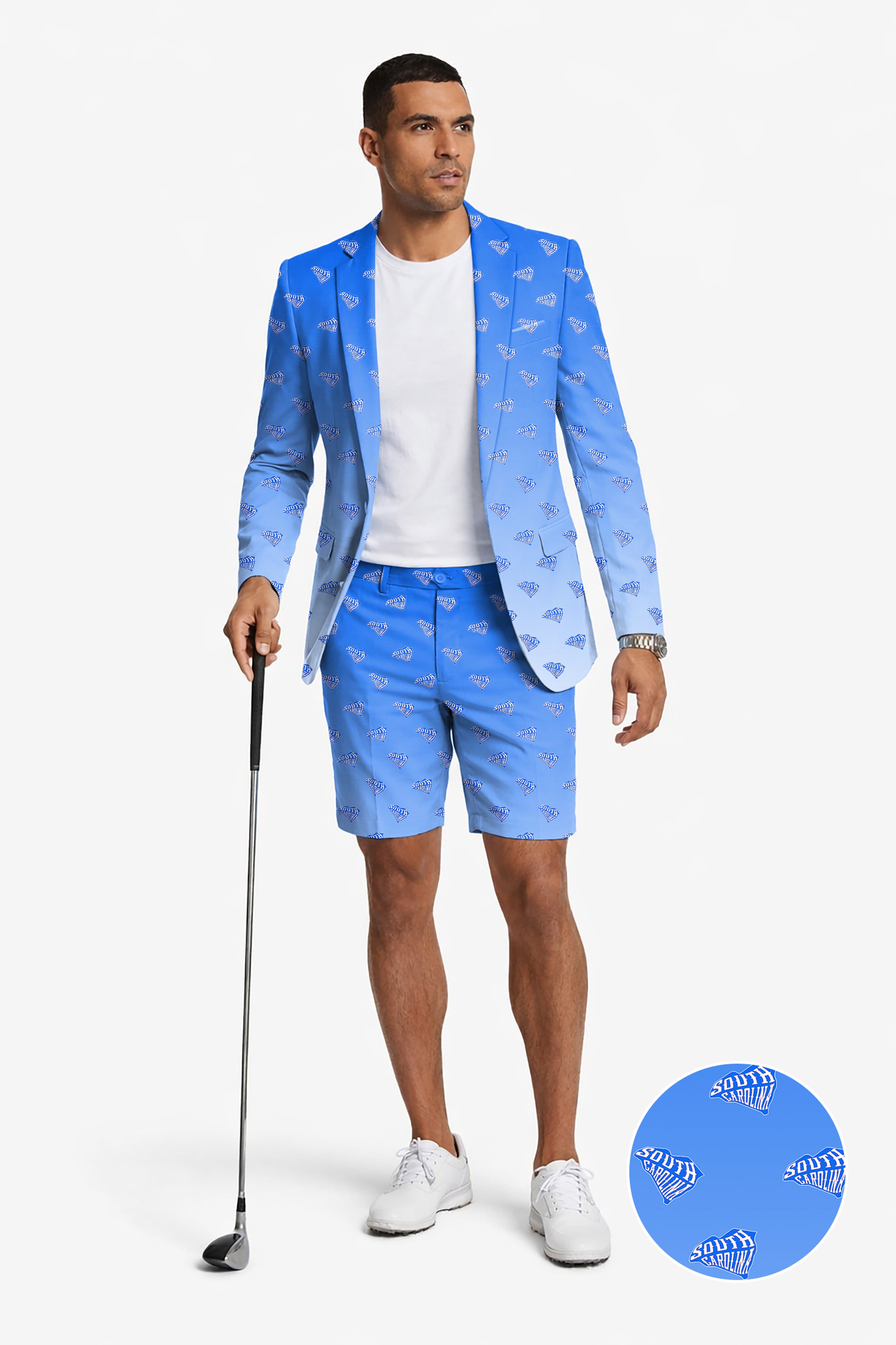 Blue South Carolina Men's Party Costumes-Theme Party 2pcs Suit set-Blazer Shorts