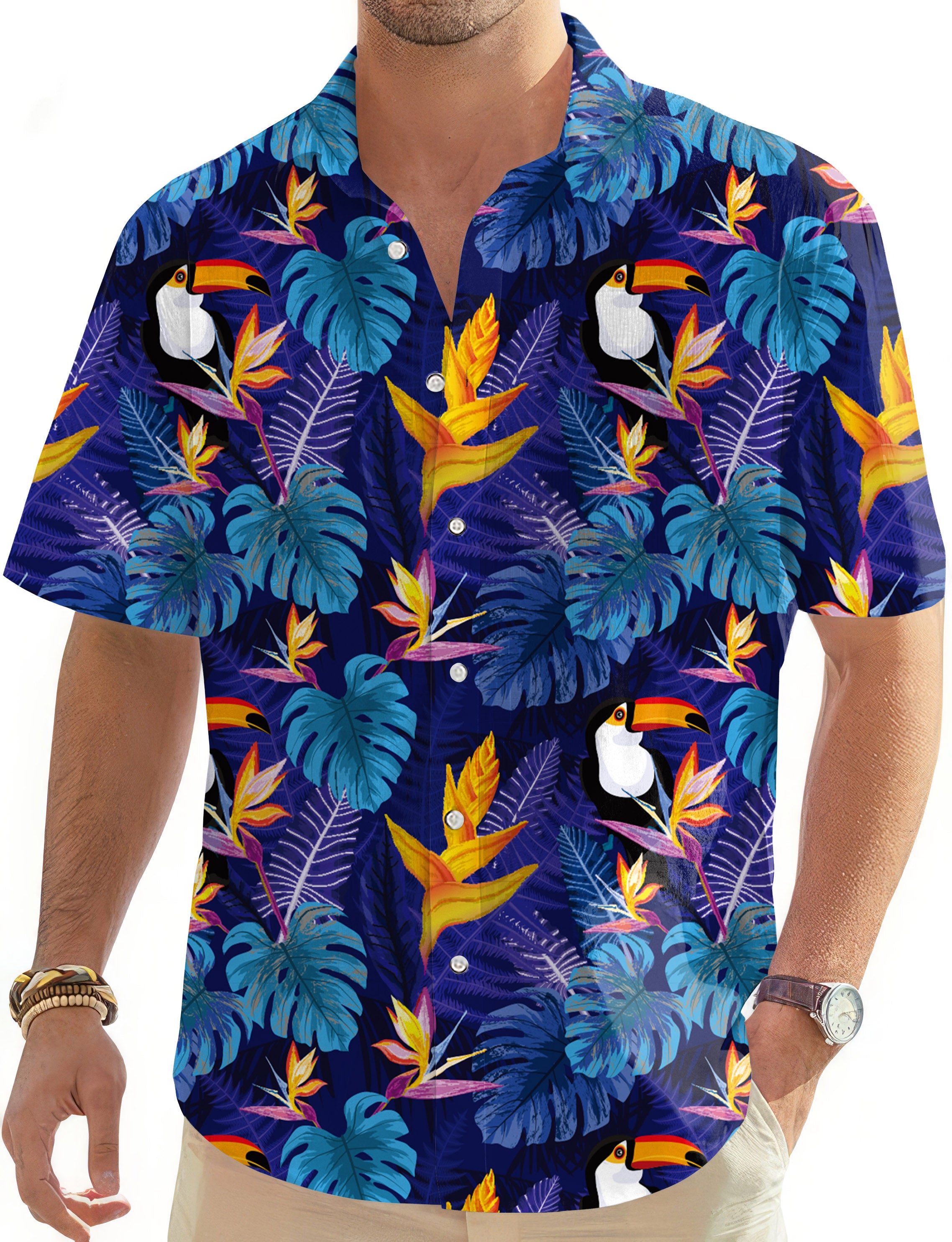 Toucan Men's Golf Hawaiian Shirts Button Down Shirt