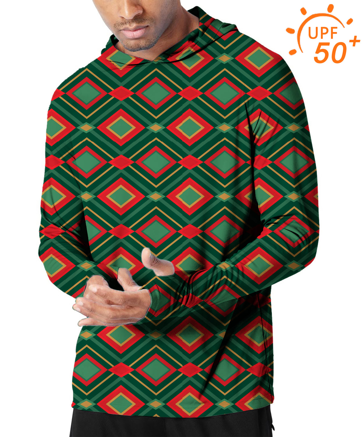 Men's Outdoor Christmas Argyle Golf Sun Protection Loose Fit hoodies