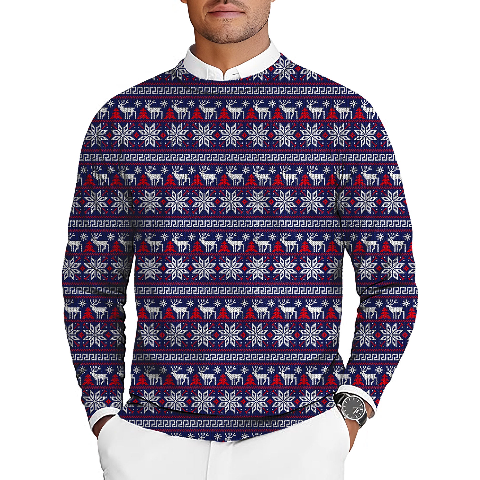 Winter Wonderland Men's Golf Crewneck Pullover Sweaters Ugly Sweater
