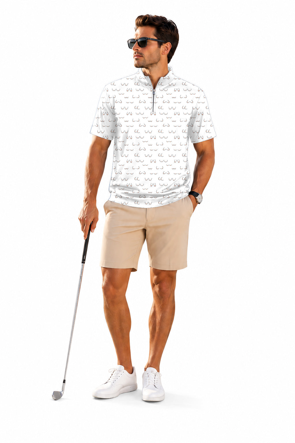 Men's Short Sleeve Quarter Zip Golf Pullover sex Embroidery