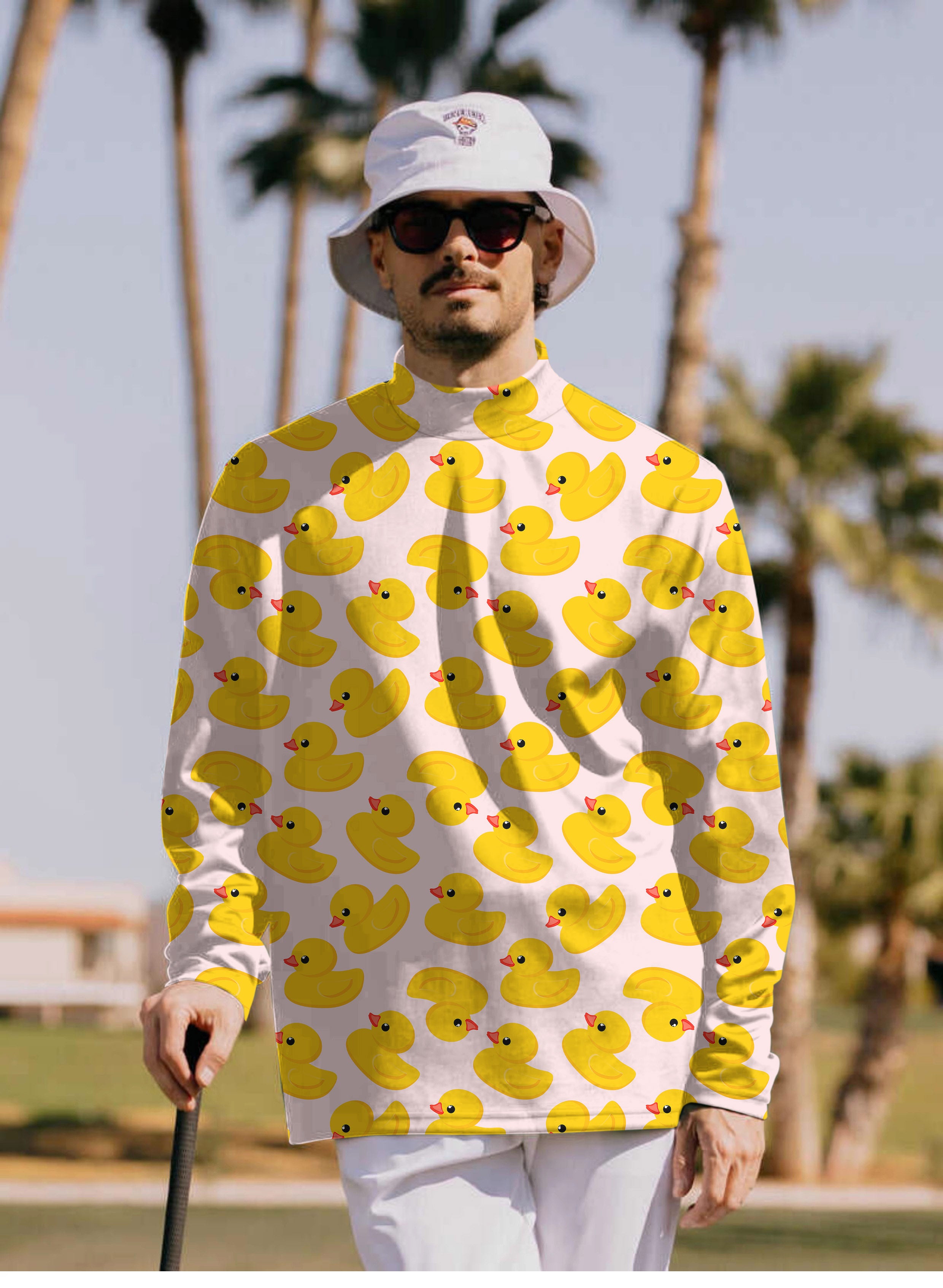 Men's Yellow duck Pullover High neck Long/Short sleeve T-Shirt