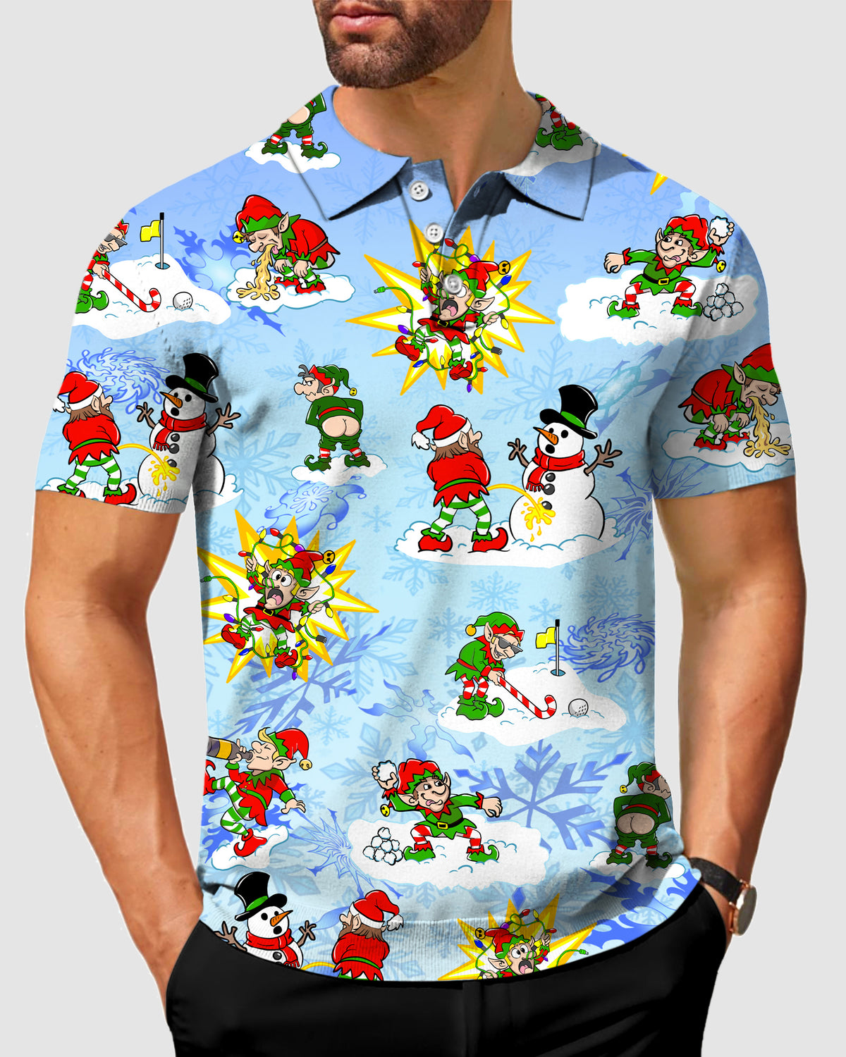 Men's Naughty Elves Designer style Sam’s Weird Studio Polo Sam’s Weird Studio