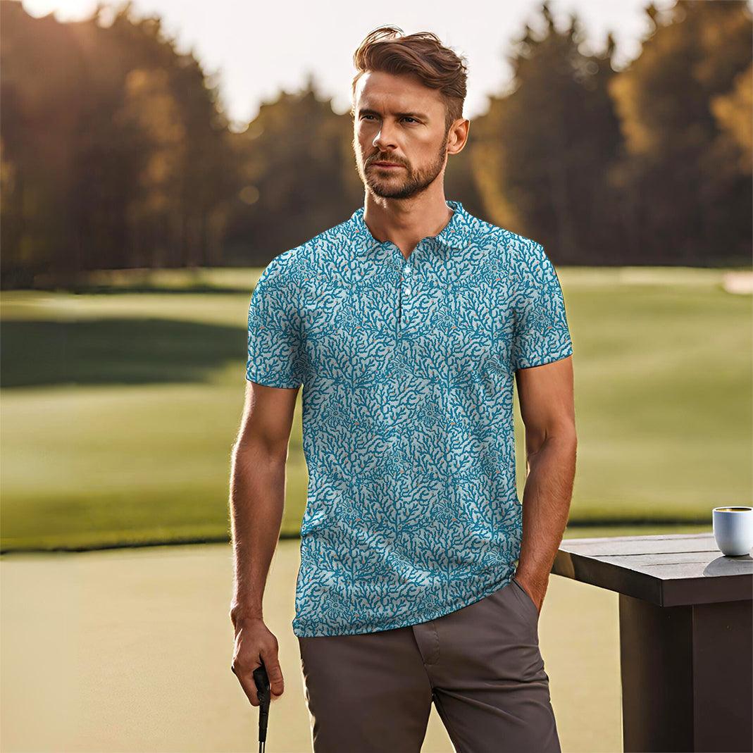 Electric Corals Men's golf polo