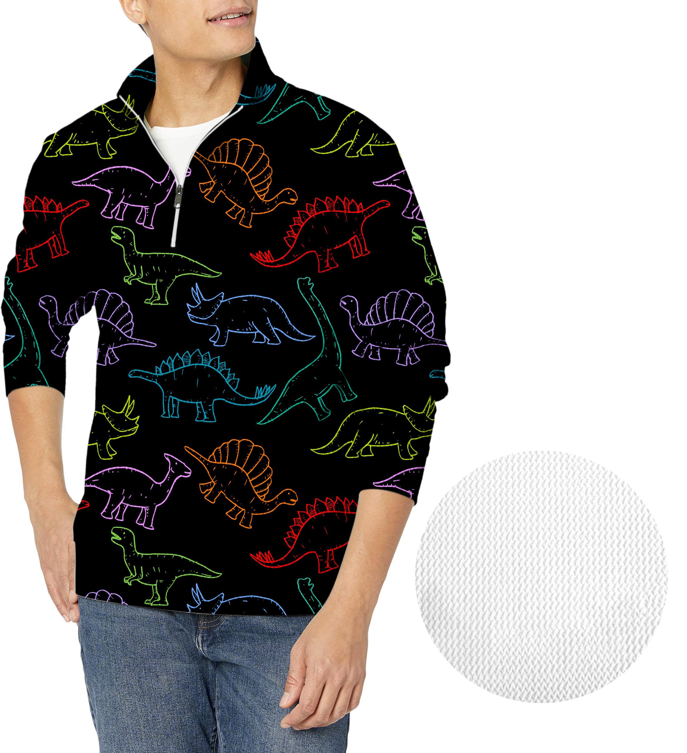Electric Dinos-Men's Golf Waffle Zipper Pullover