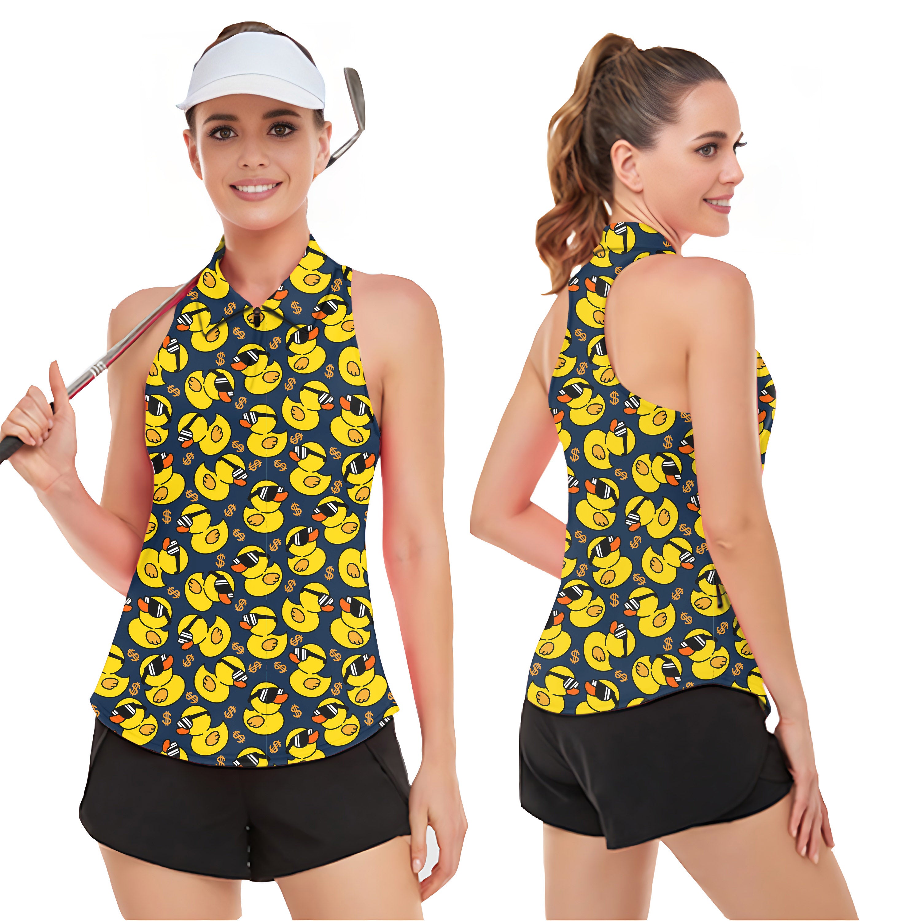 Yellow duck Women’s Sleeveless Golf Tank Top Shirt Polo