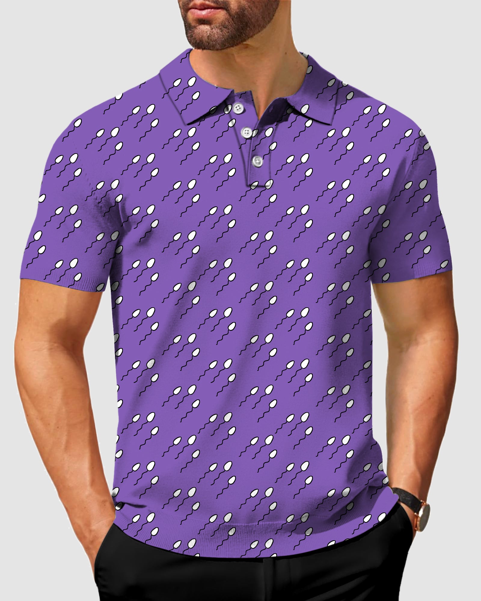 Men's Abstract Sperm Lines Polo