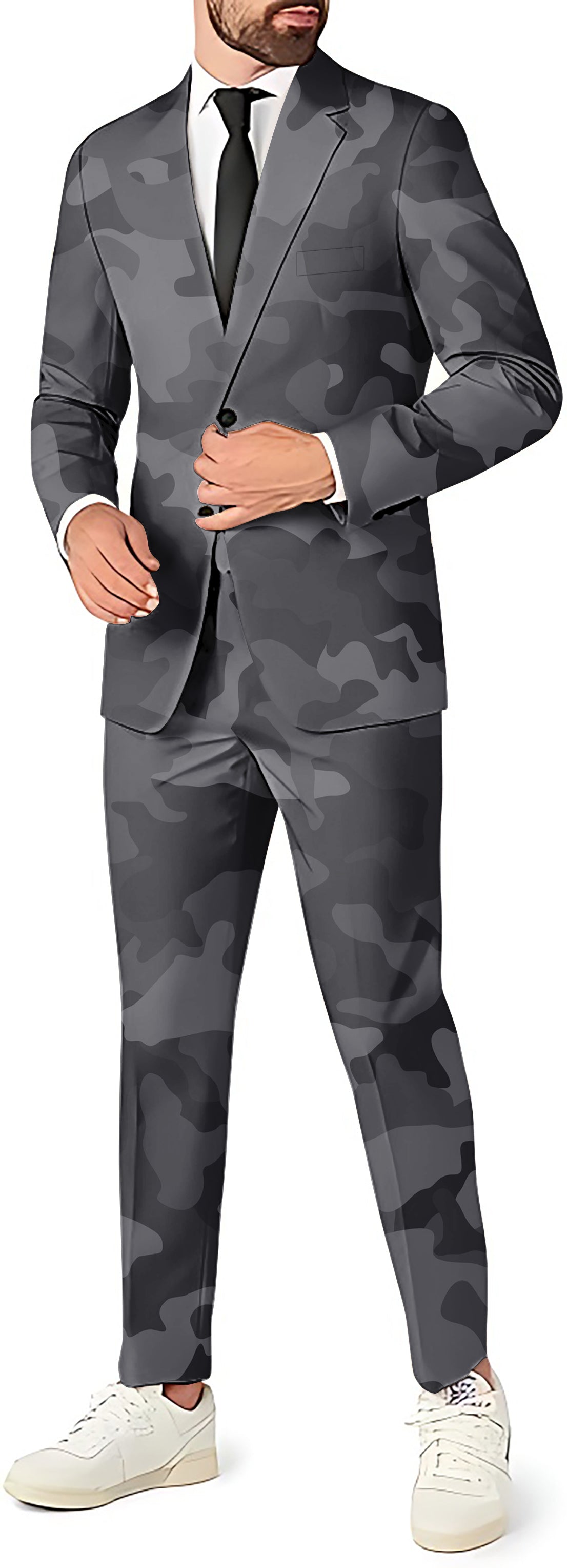 Ghost camo men's slim fit blazer and pants party costume set