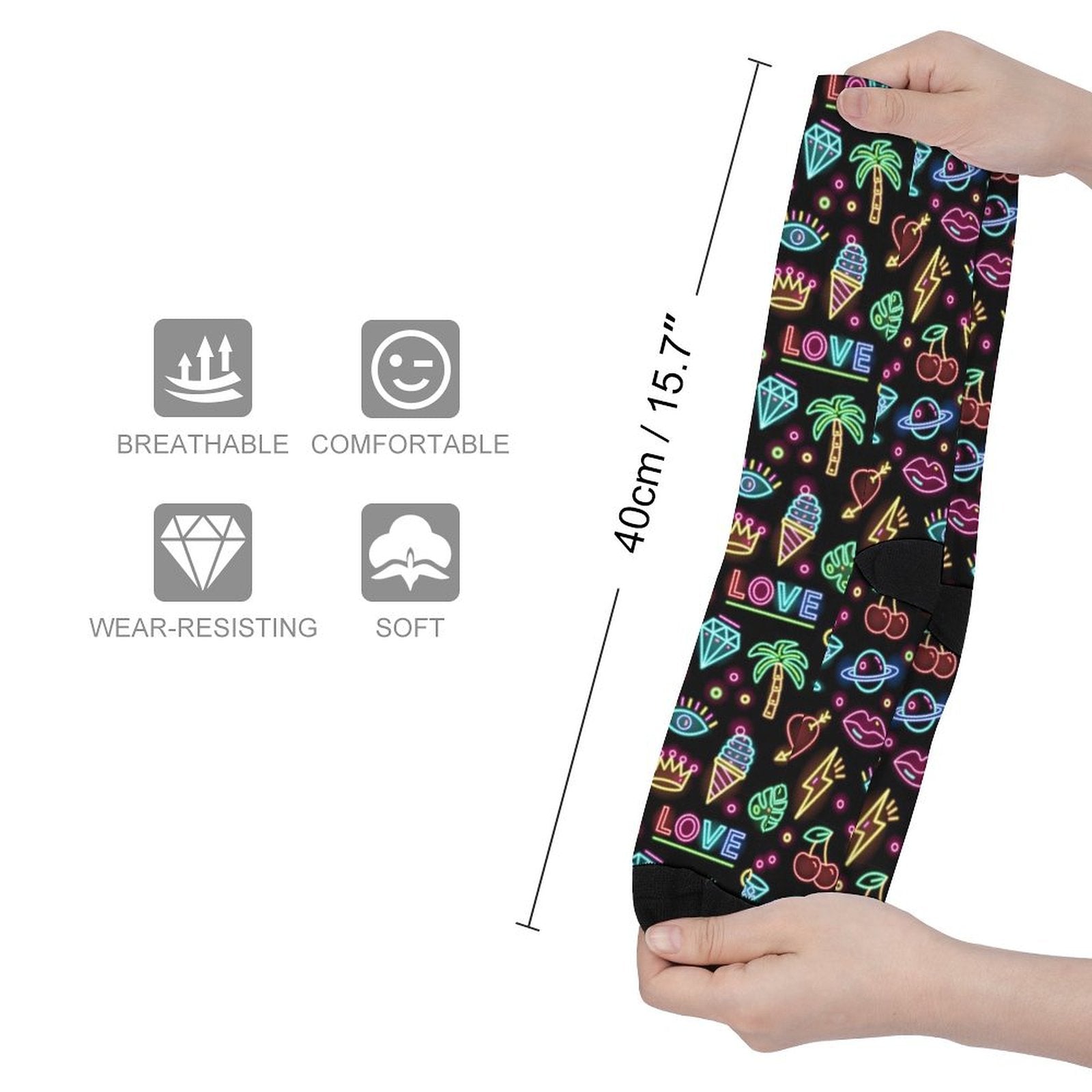 neon summer Prined socks Gifts for Men Women