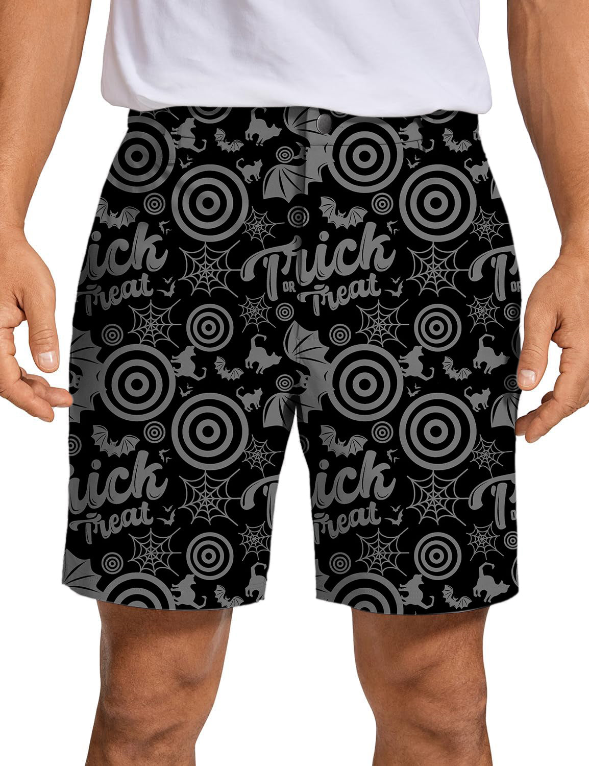 Men's Halloween Circle Bat Cat Golf Shorts