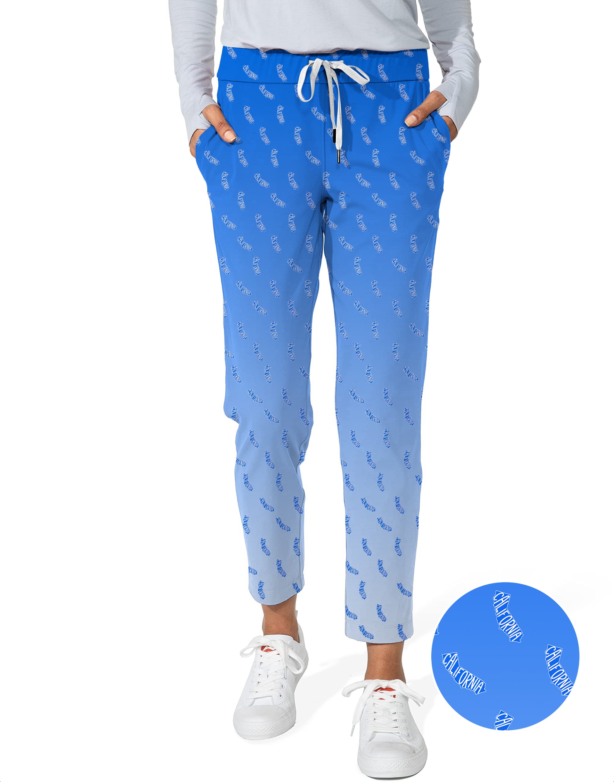 Blue California Women's 7/8 Stretch Ankle Golf Pants