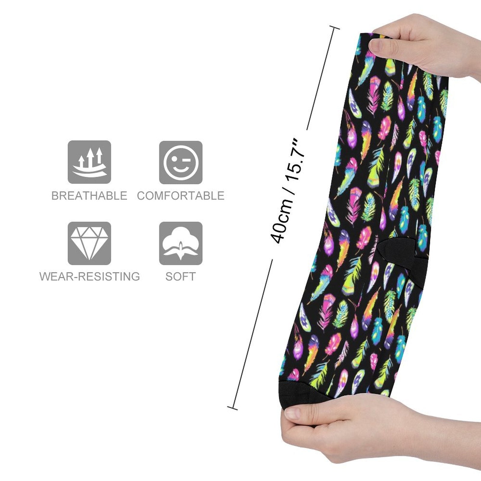 Colorful feathers Prined socks Gifts for Men Women