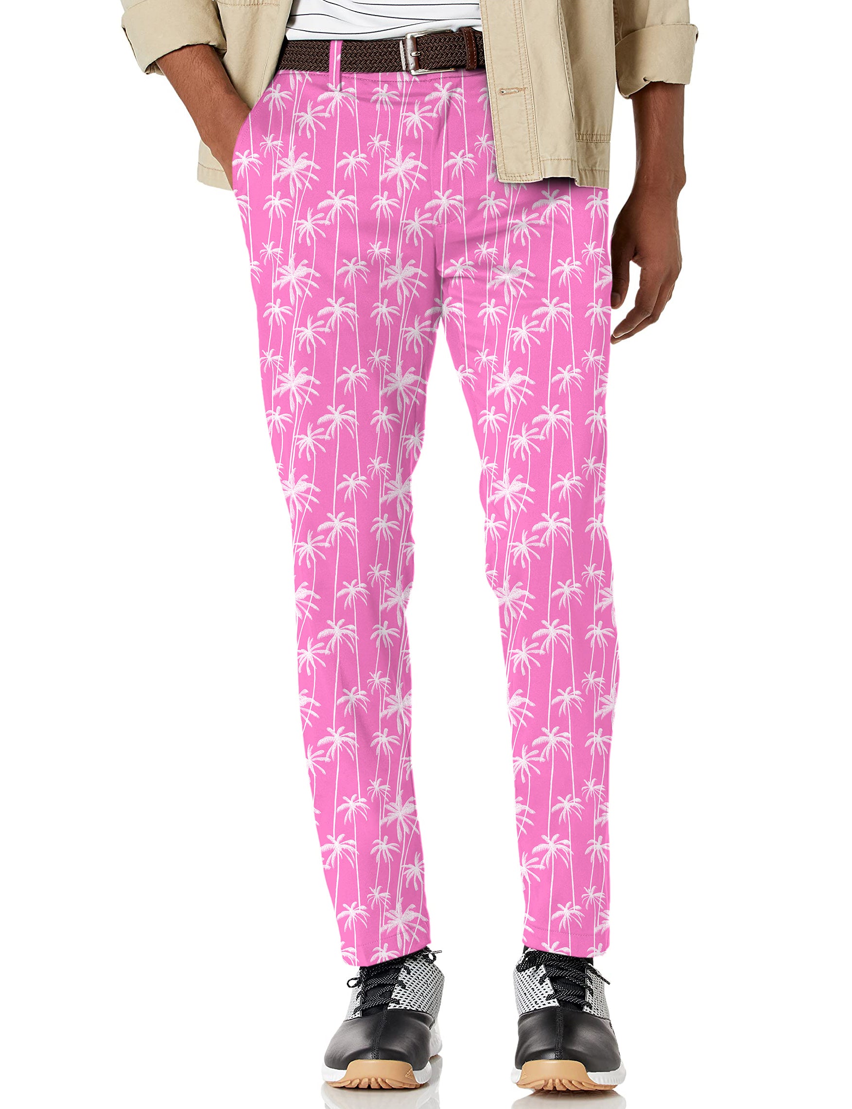 Men's Pink Coconut Tree Stretch Golf Pants