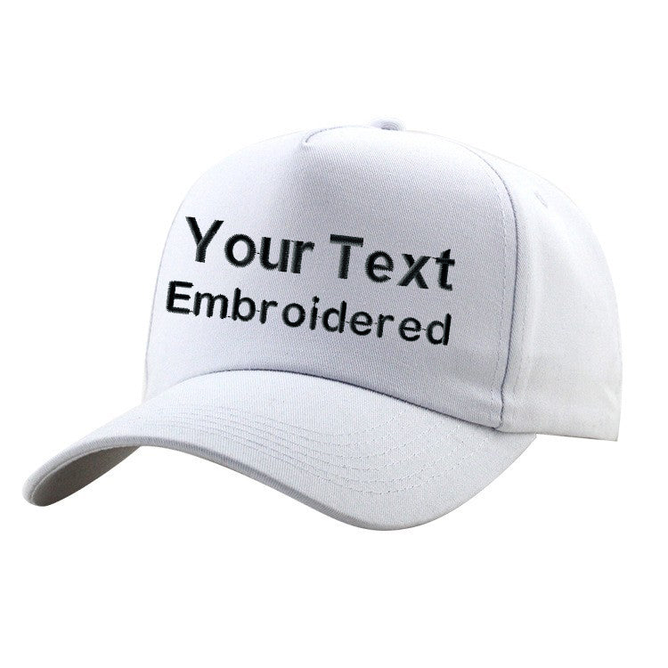 White customized embroidered men's golf adjustable snapback cap with curved brim