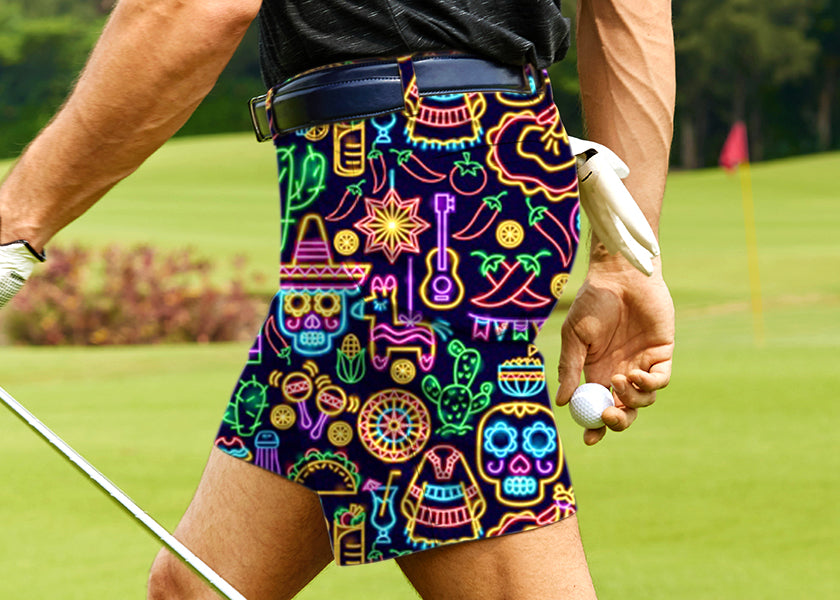 Men Neon Fiesta Golf Shorts