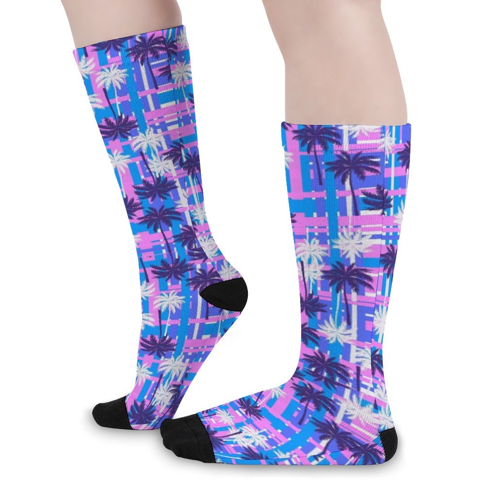 Purple Palm tree Prined socks Gifts for Men Women