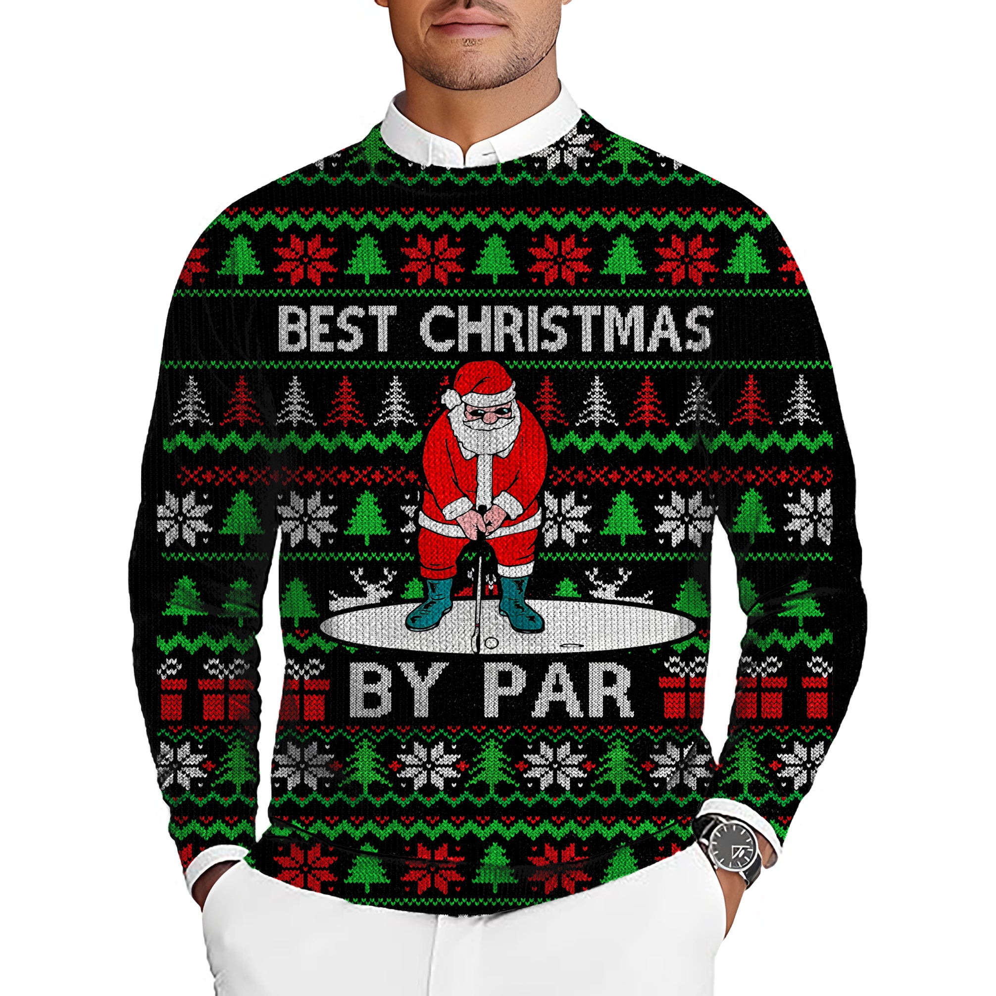 Best Christmas Men's Golf Crewneck Pullover Sweaters Ugly Sweater