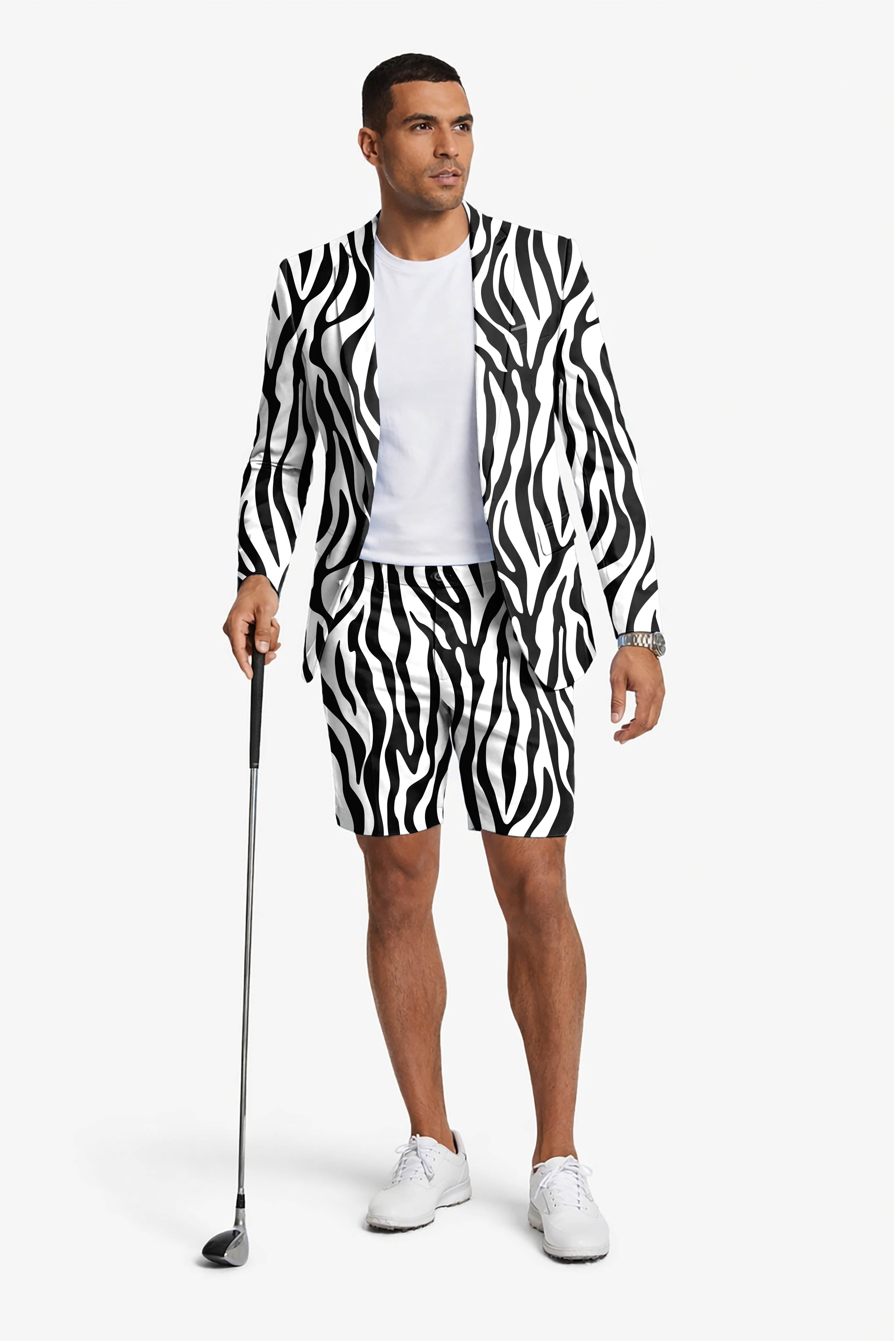 Zebra Men's Party Costumes-Theme Party 2pcs Suit set-Blazer Shorts