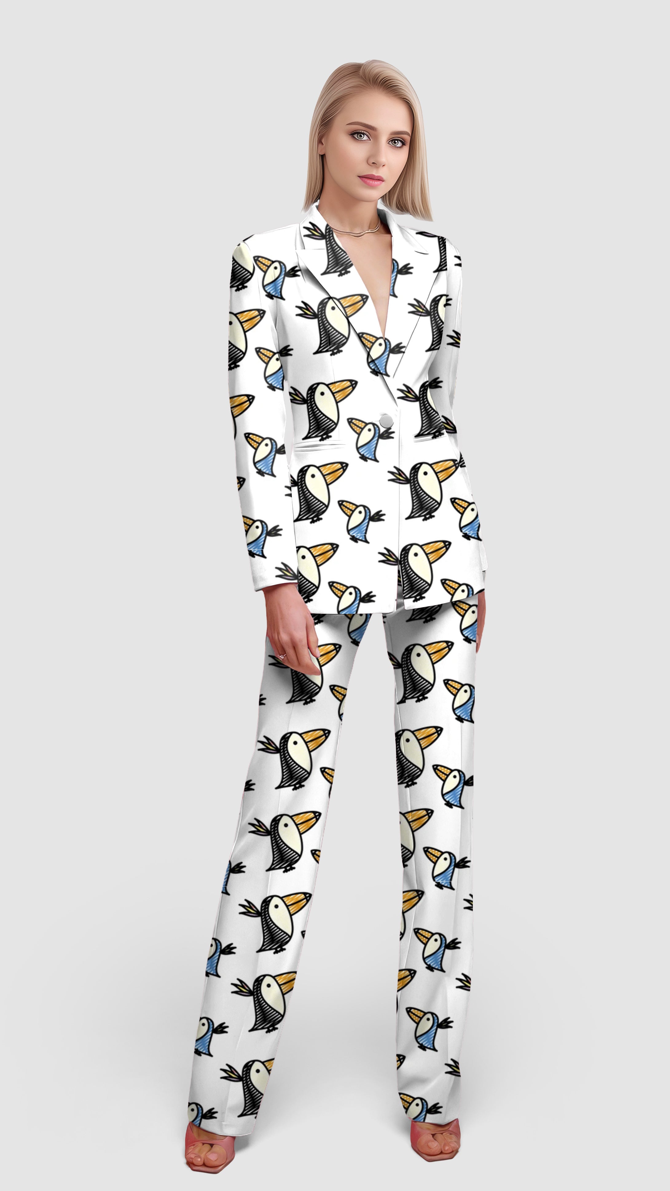 Talking Toucan-Women's Blazer Casual Work Office Blazer Suit set