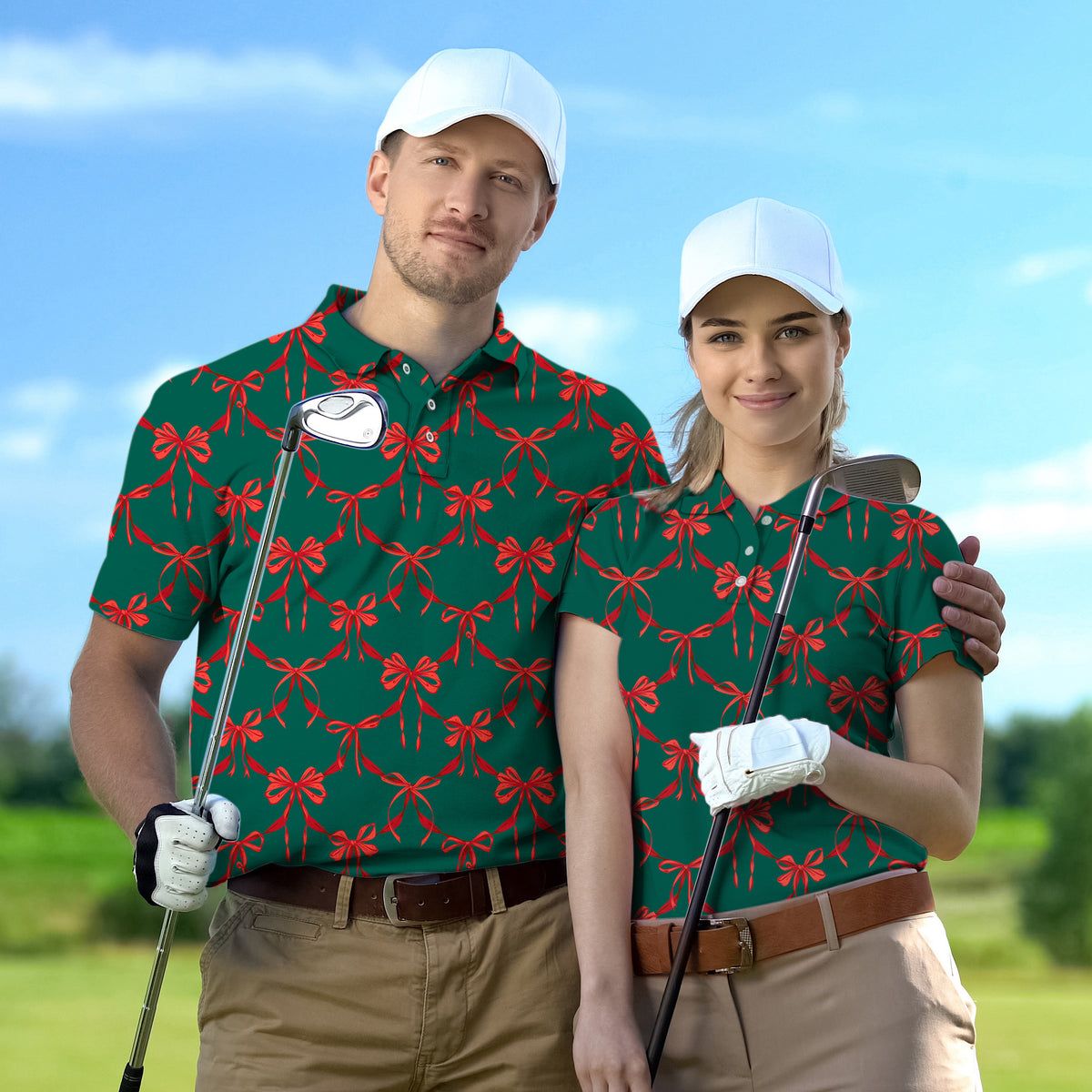 Couple Christmas red knot detail set Golf Championship Trophy tournament
