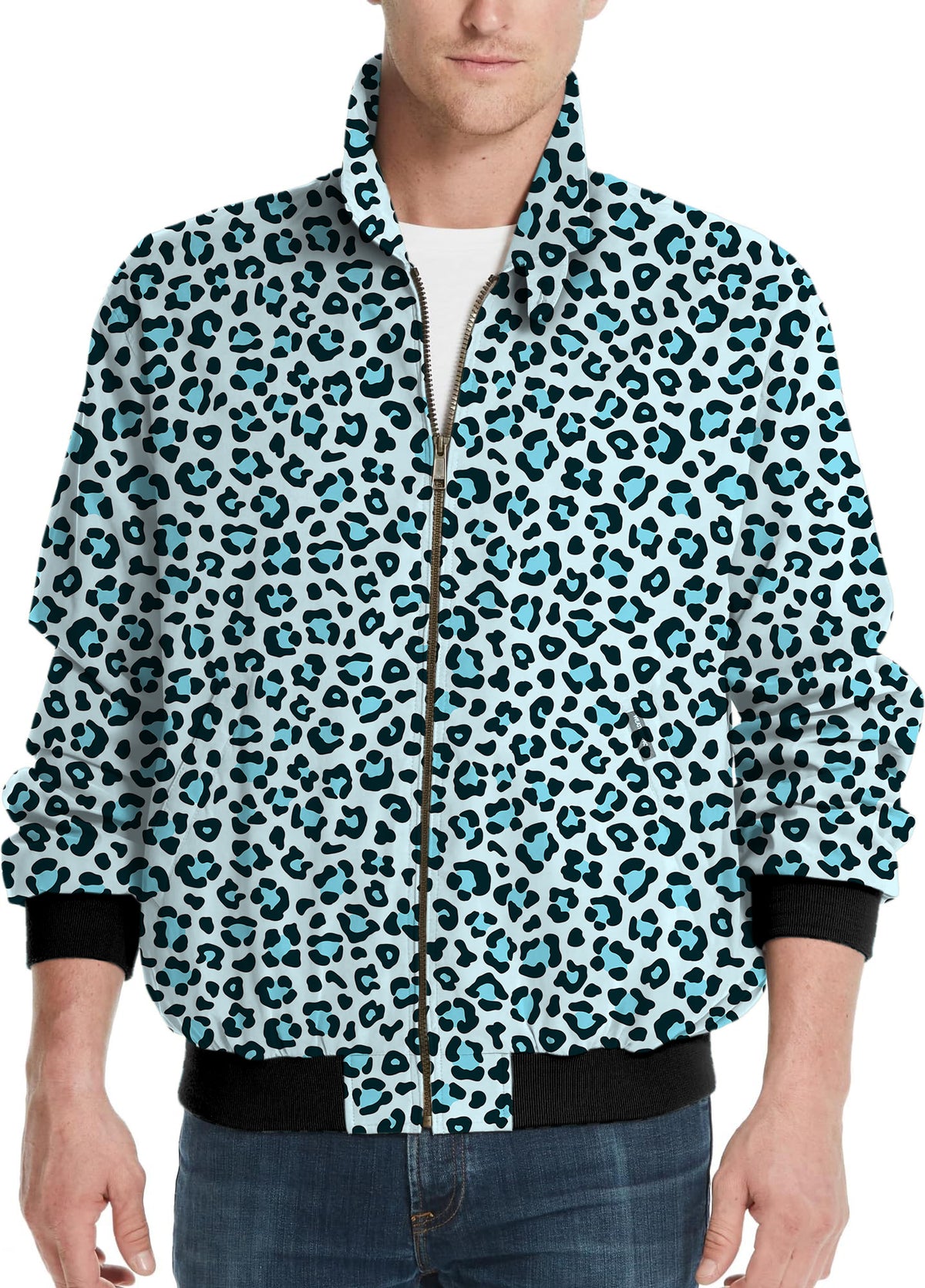 Blue leopard print Men's Golf Windbreaker Light Jacket