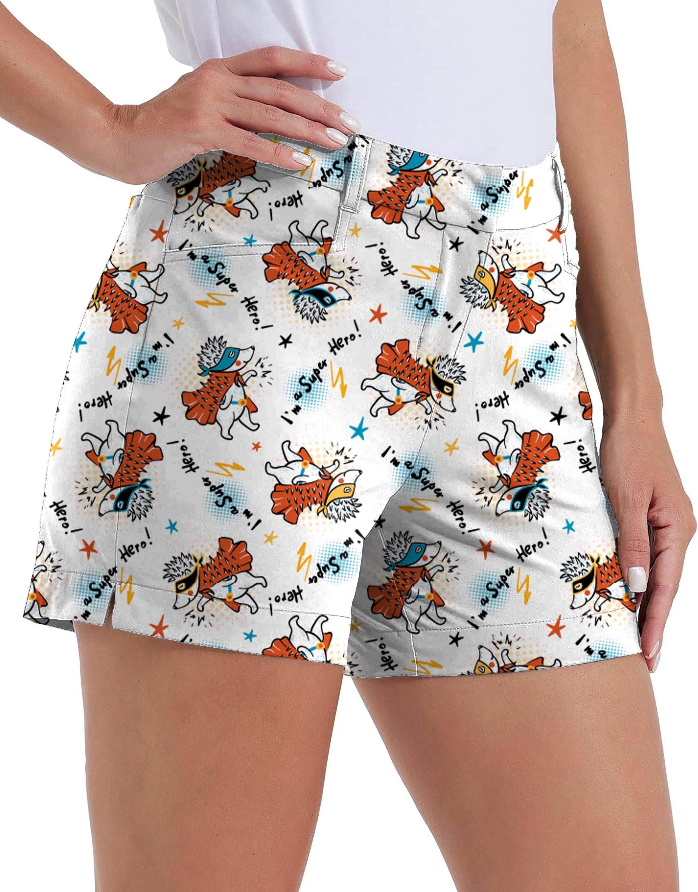 Women’s Handsome Hedgehog Own Logo golf shorts with quick-dry fabric and pockets