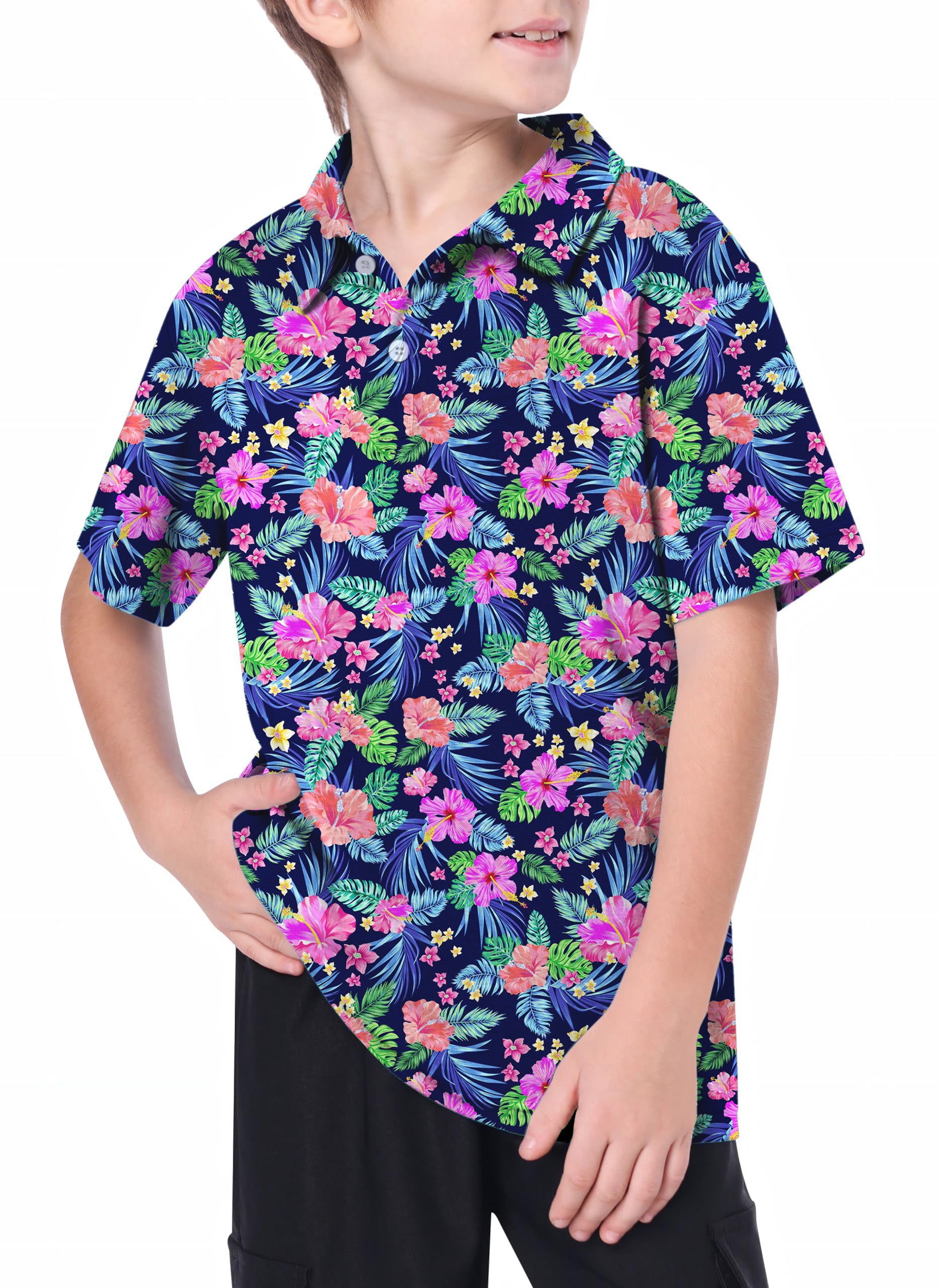 Youth Tropical flowers Golf Polo