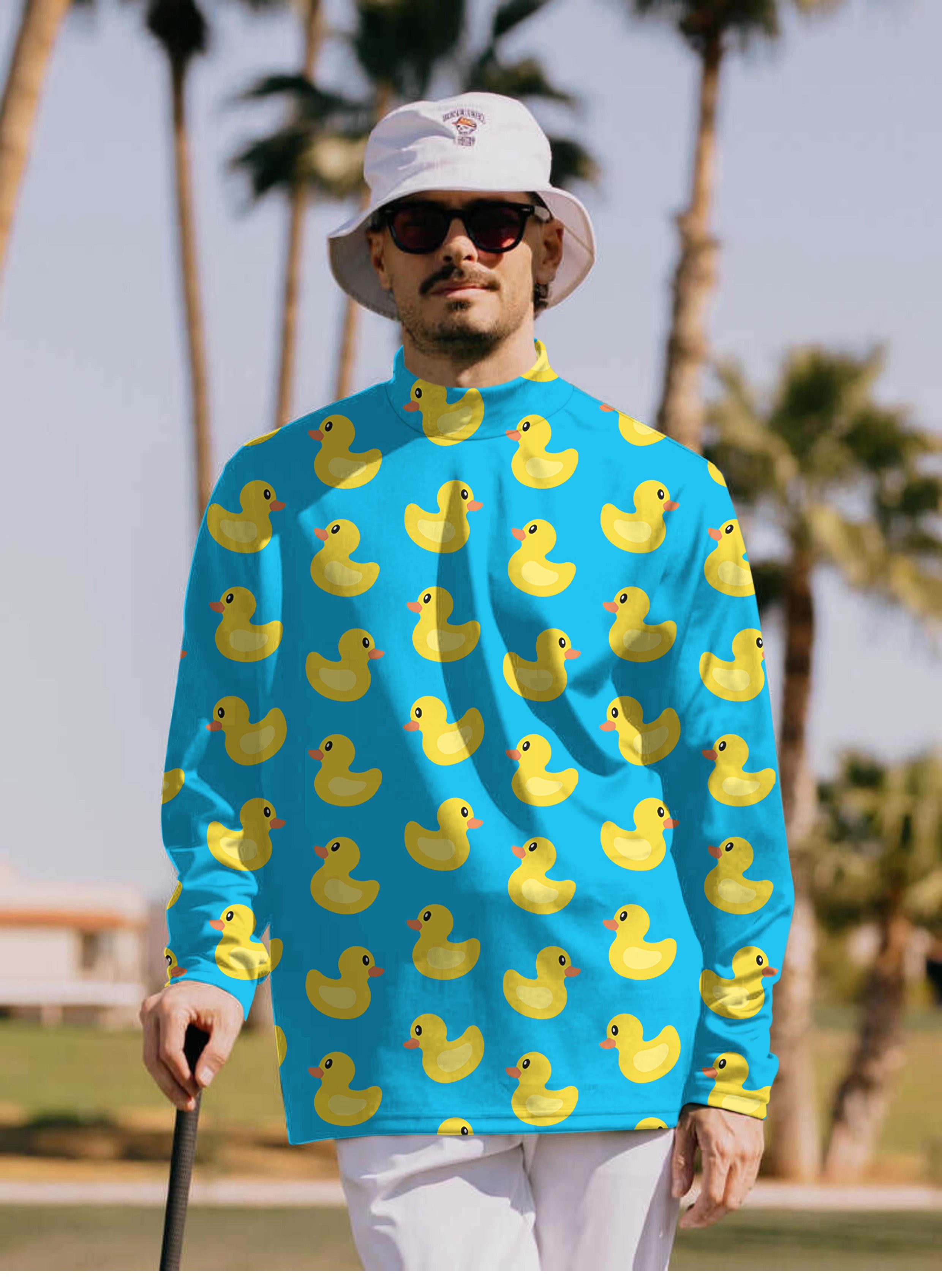 Men's Yellow duck Pullover High neck Long/Short sleeve T-Shirt