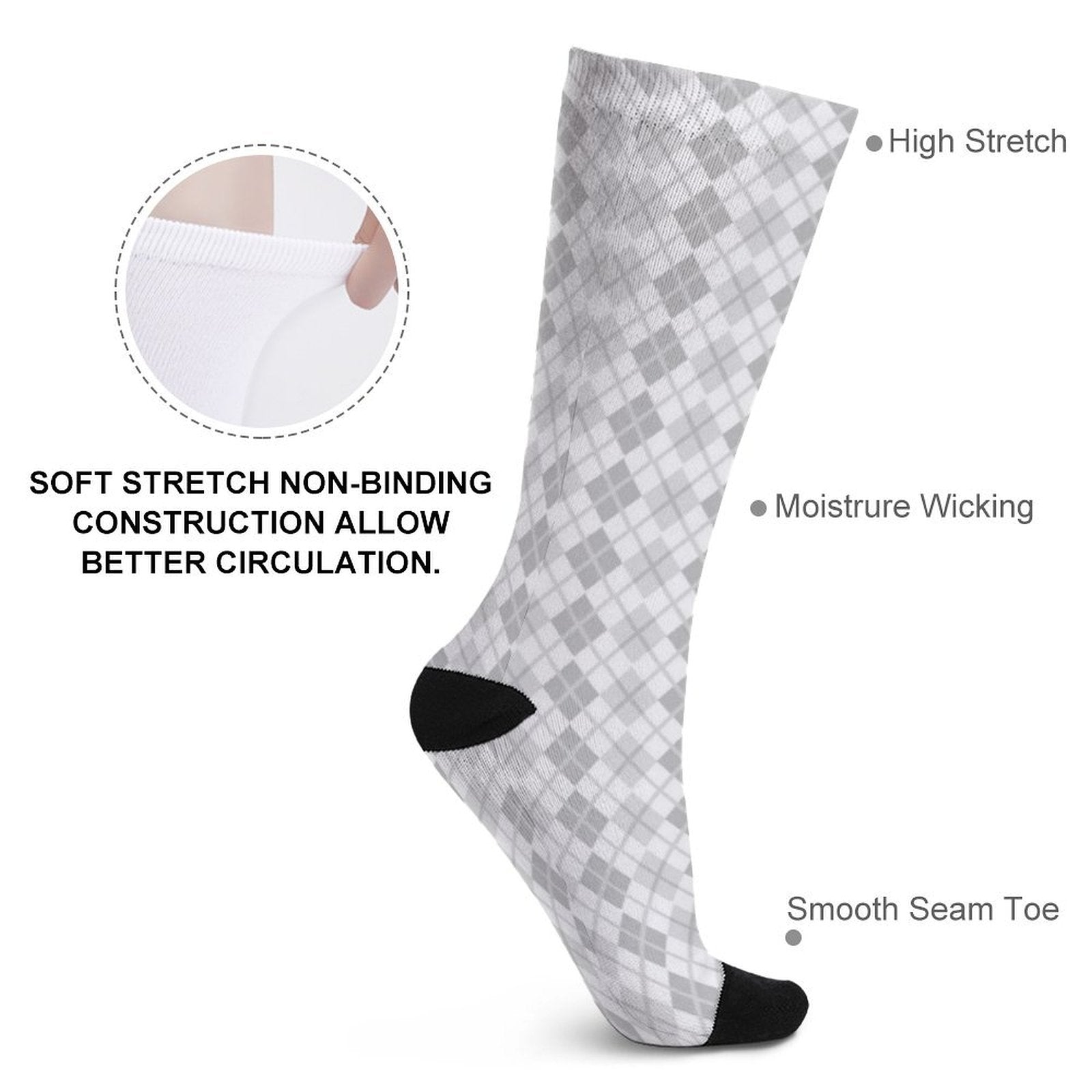 Argyle grey grid Prined socks Gifts for Men Women