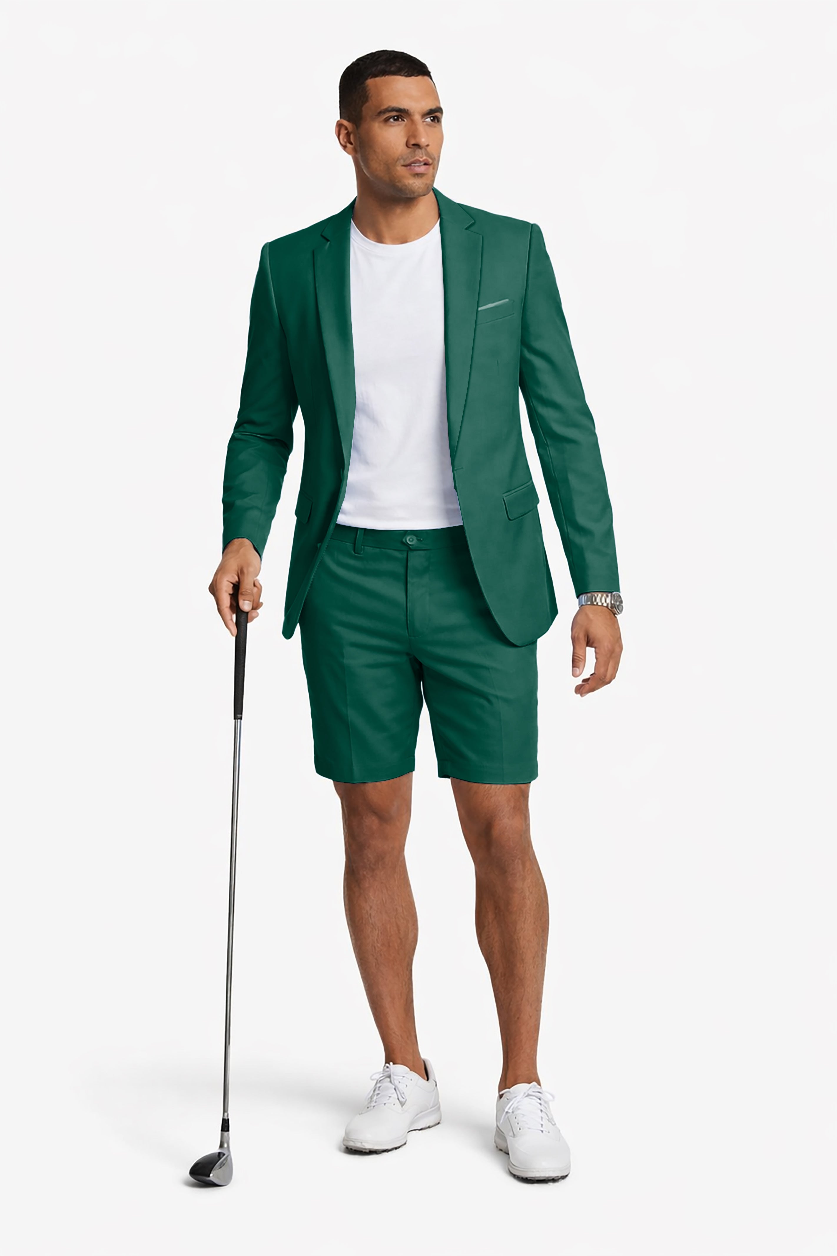 Green Men's Party Costumes-Theme Party 2pcs Suit set-Blazer Shorts