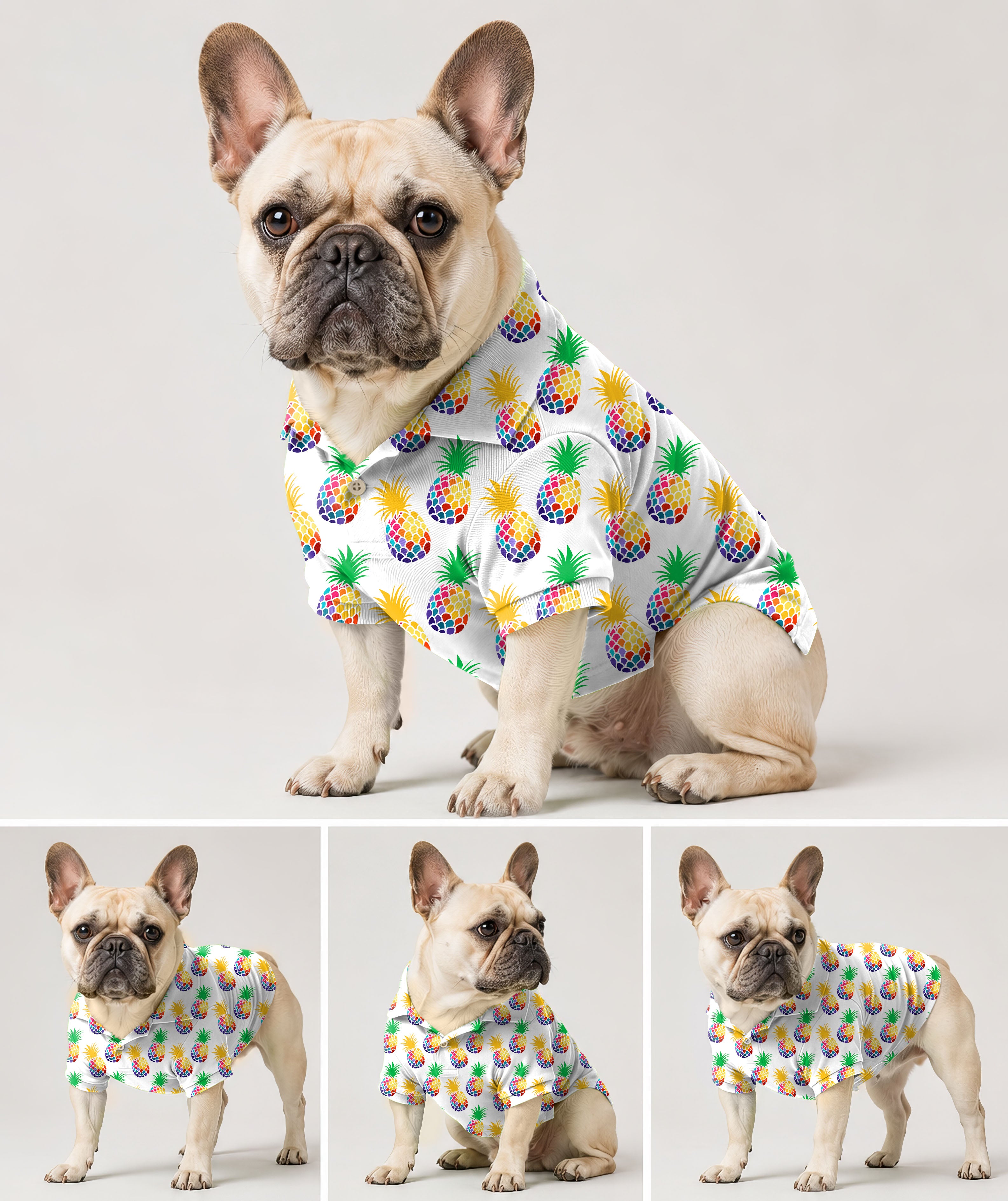 Dog's golf polo Colorful pineapples