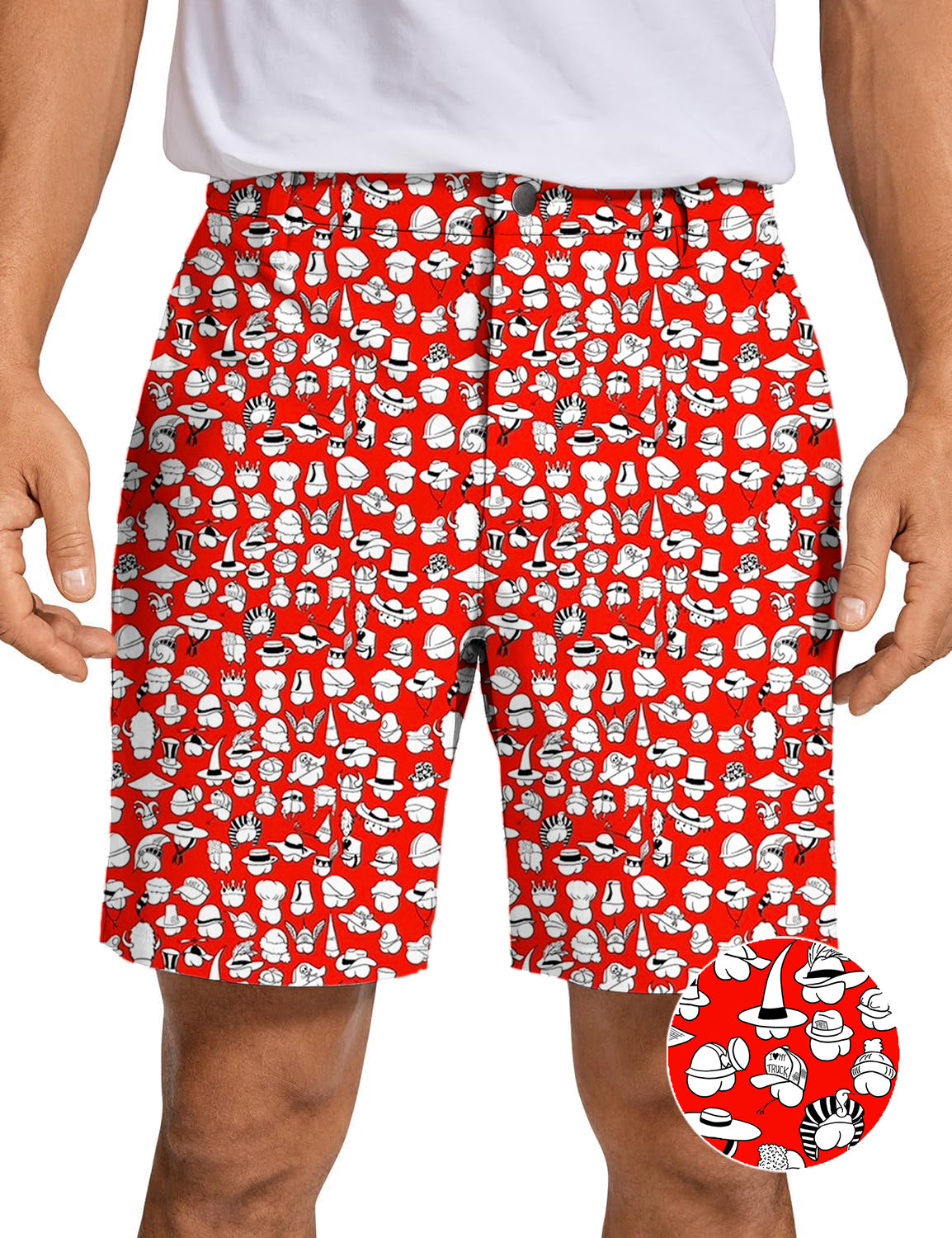 Men's Red Versatile Hips Designer style Golf Shorts