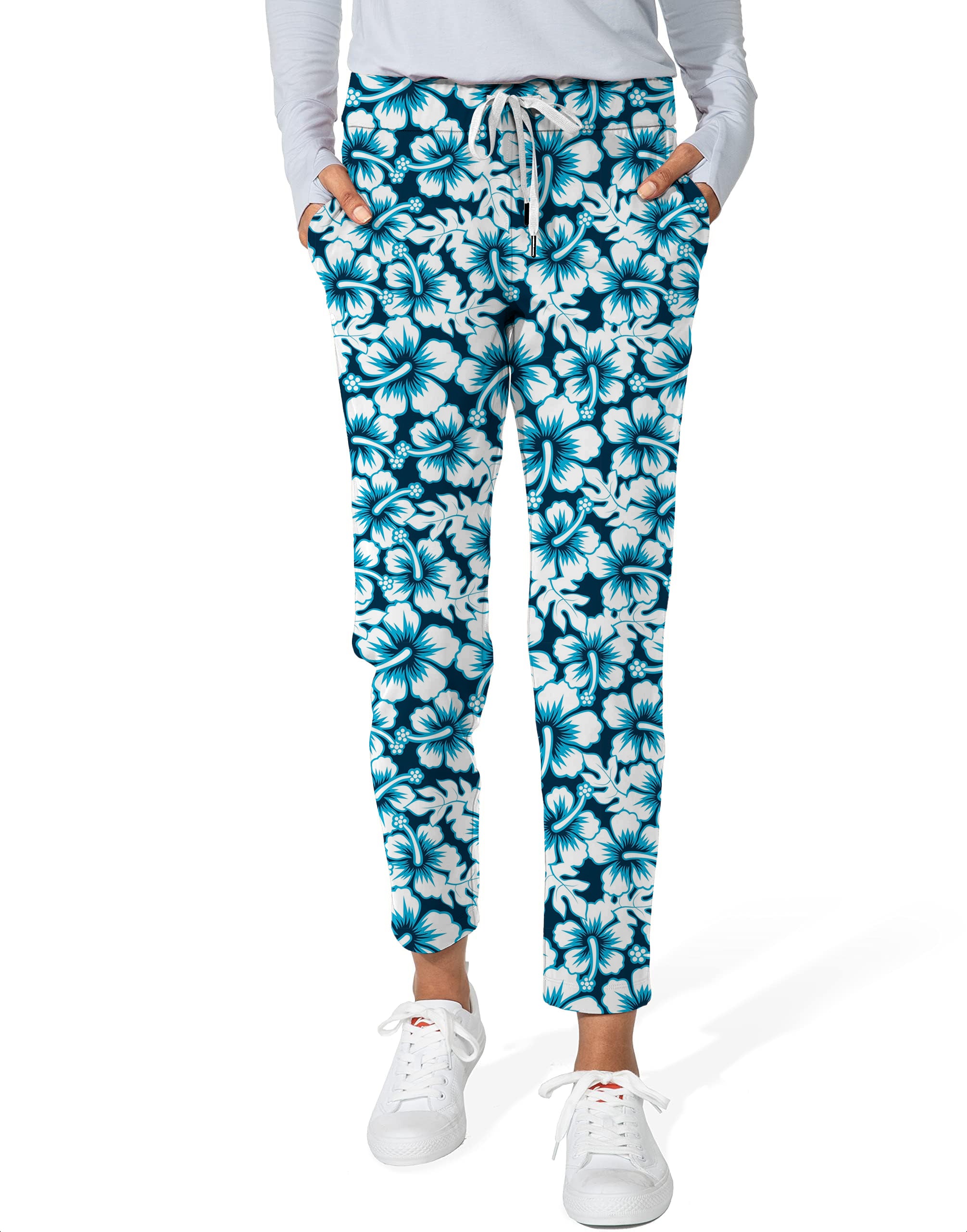 Hawaiian Hibiscus-Women's 7/8 Stretch Ankle Golf Pants