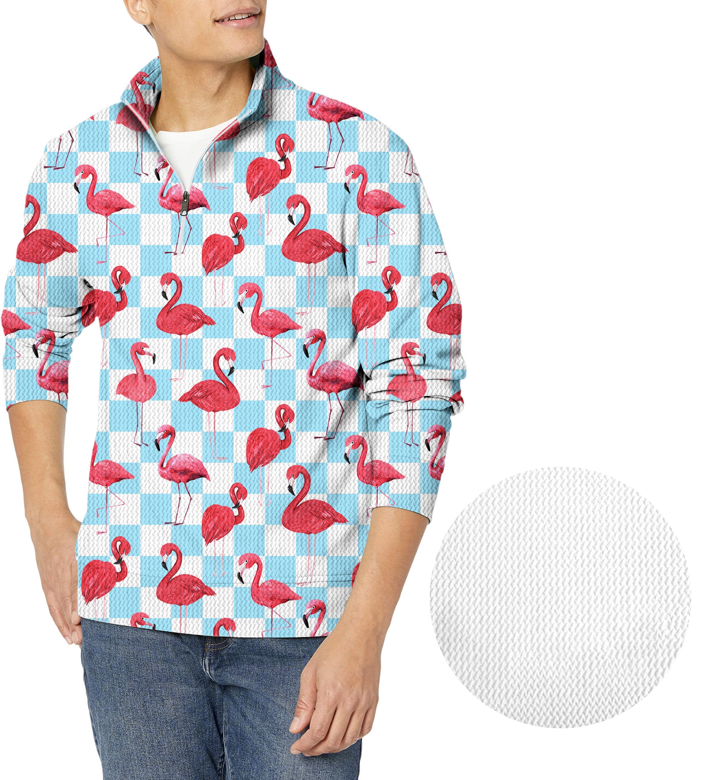 Flamingo-Men's Golf Waffle Zipper Pullover