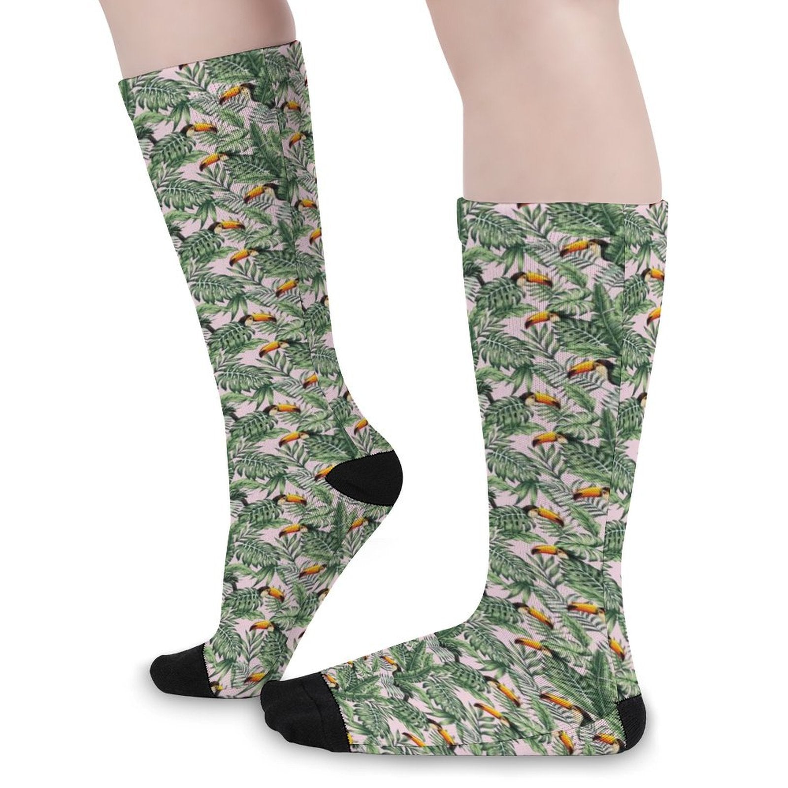 Flamingo green leaves Prined socks Gifts for Men Women