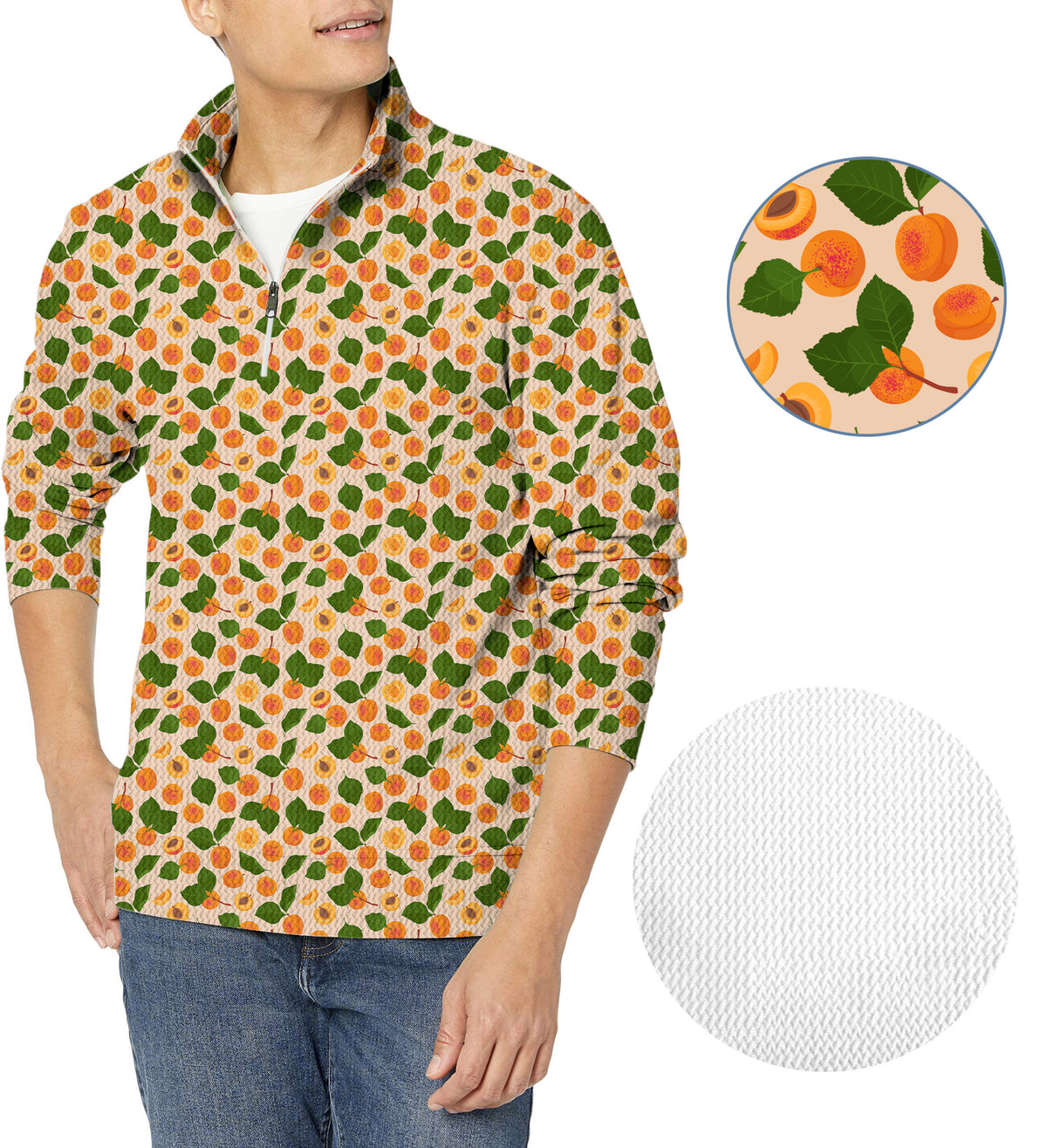 Peach leaves Men's Golf Waffle Zipper Pullover