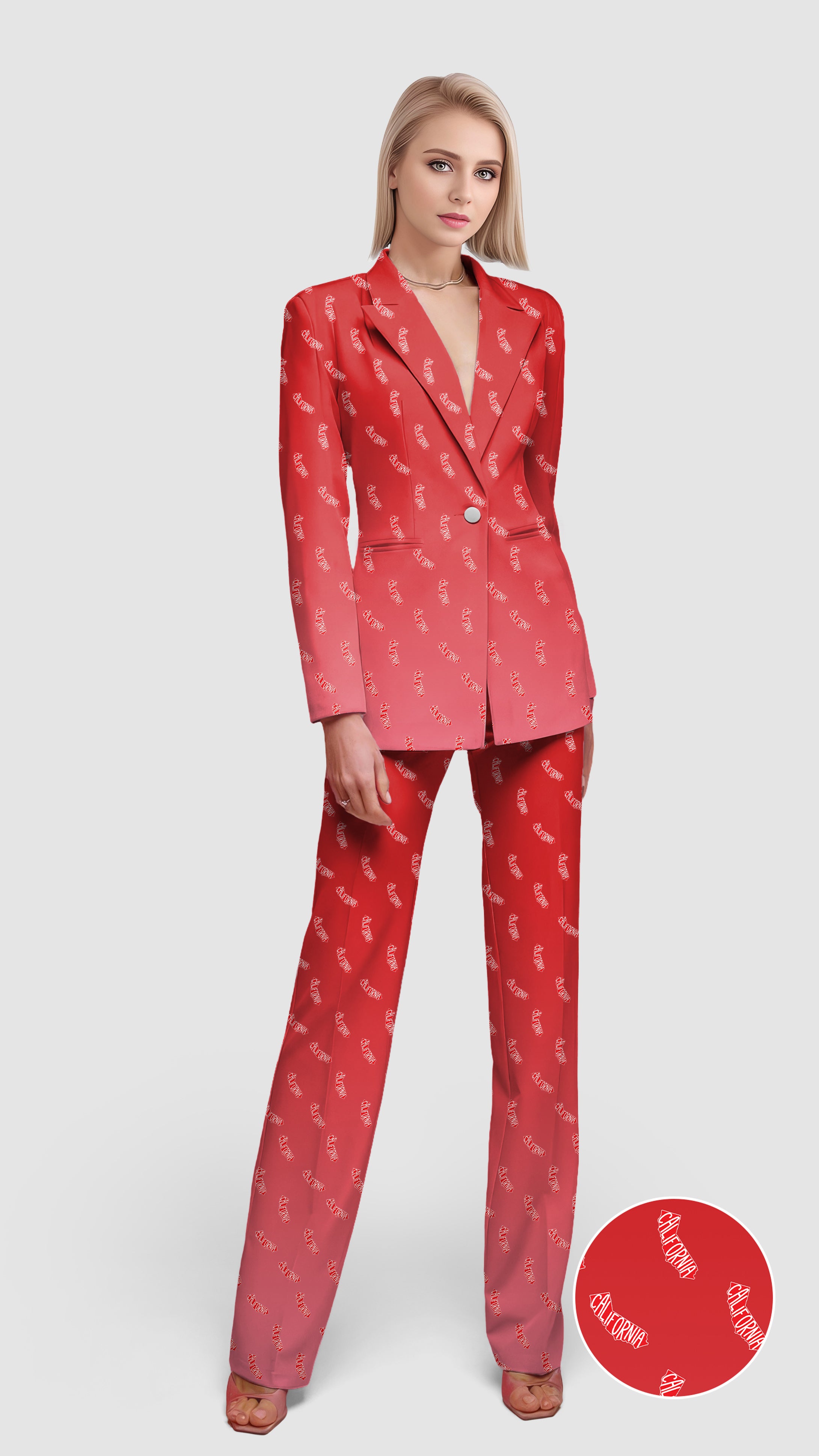 Red California Women's Blazer Casual Work Office Blazer Suit set