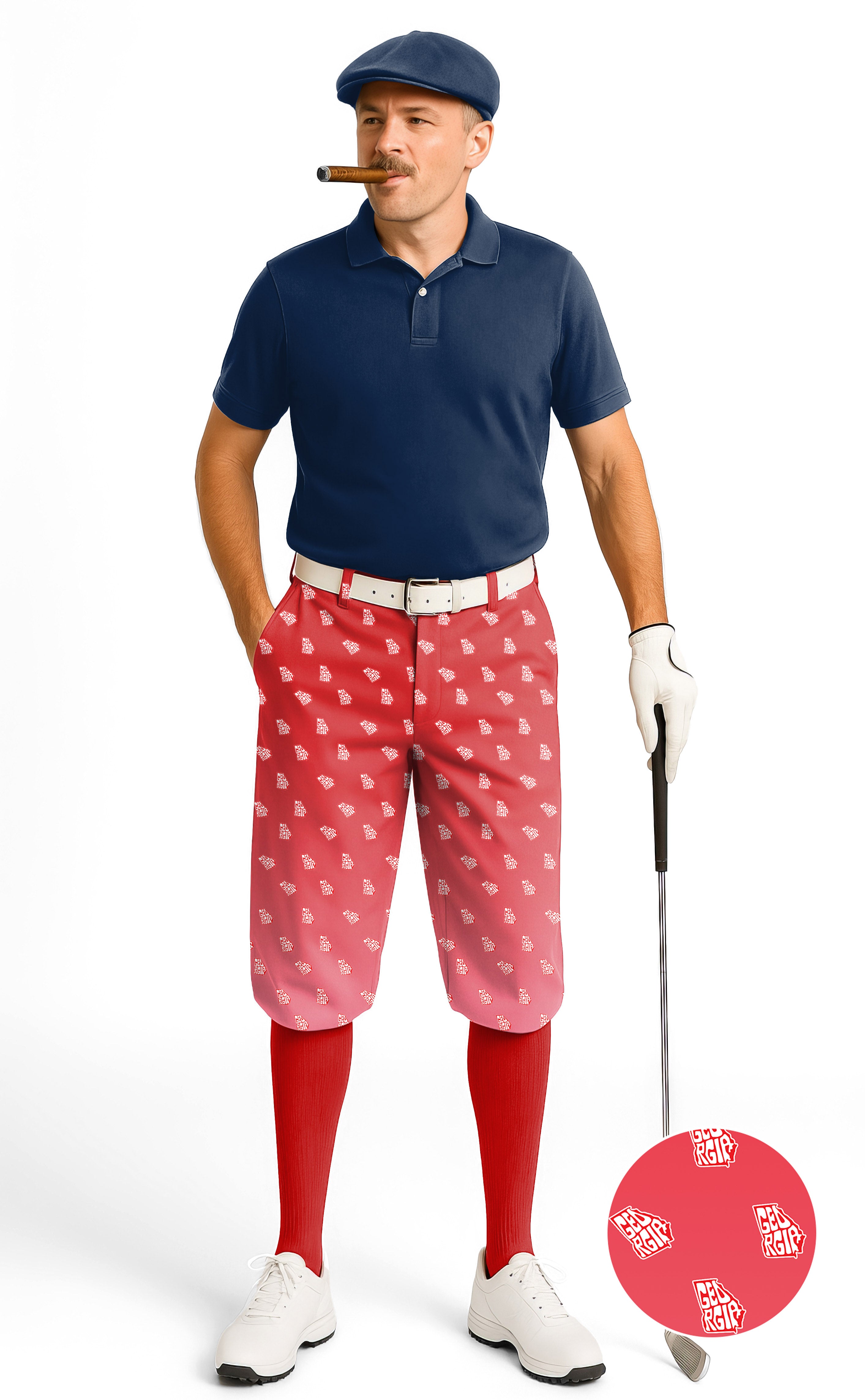 Red Georgia Men's Golf Knickers Pants