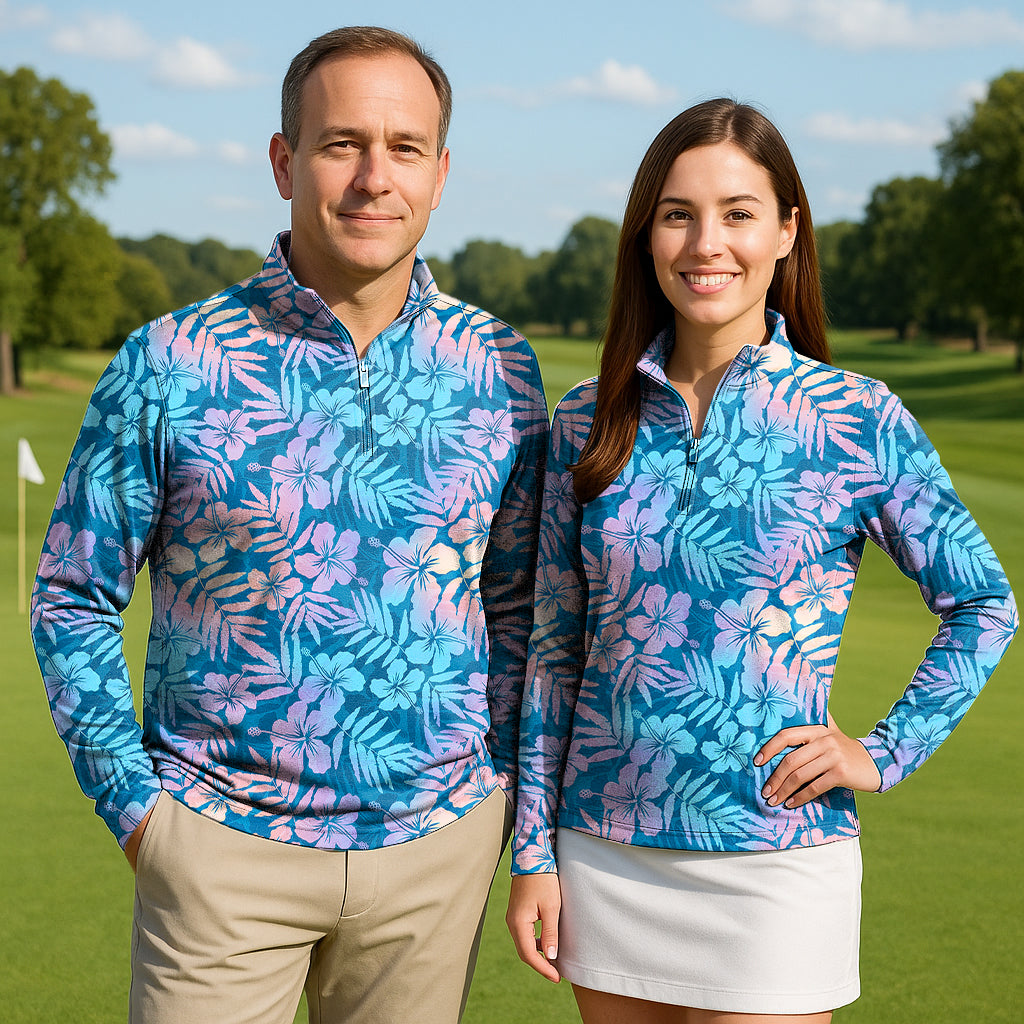 Ho onanea Vibe Couple Golf Active 3/4 Zipper Top Long Sleeves