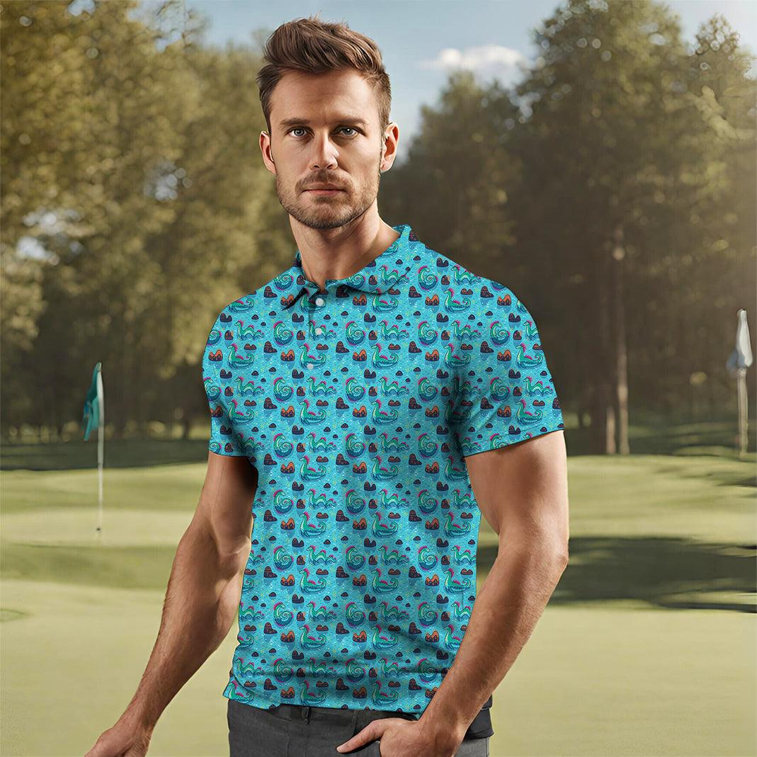 Men's Loch Ness Monster golf polo