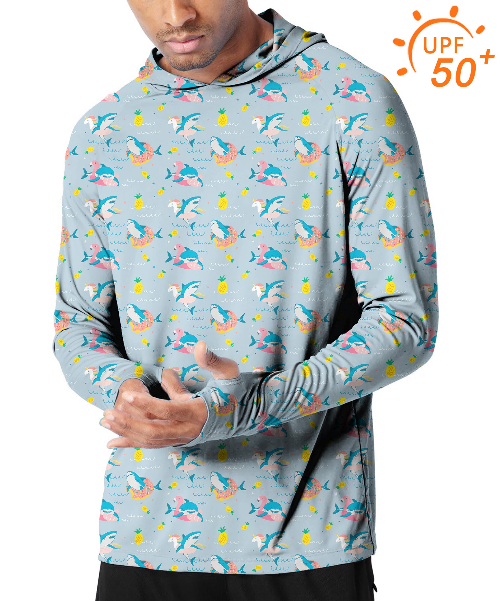 Men's Outdoor Shark Flamingo Unicorn Golf Sun Protection Loose Fit hoodies